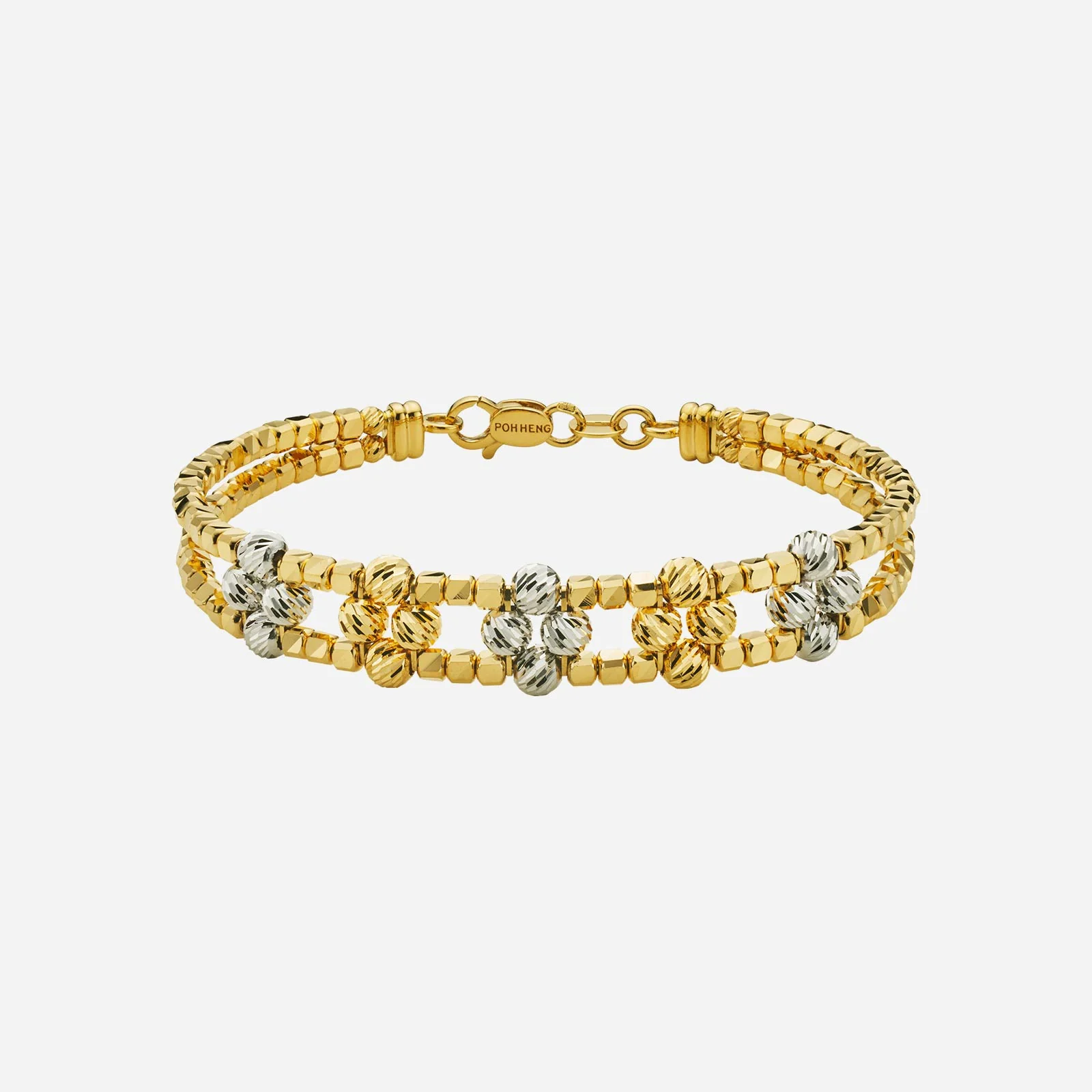 Bead Bangle in Yellow White Gold (D22KSTYLE0210A)