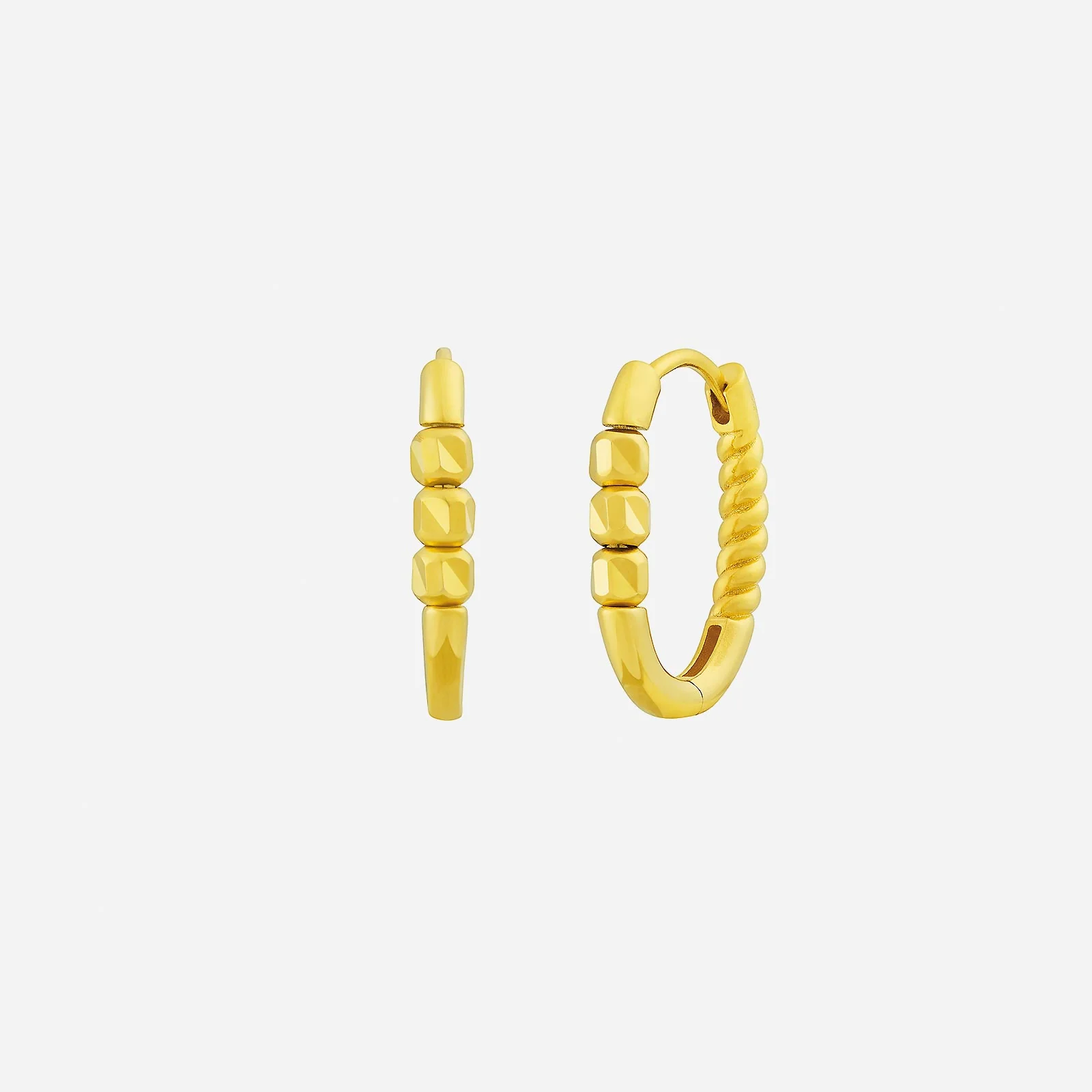 Bead Twist Huggie Earrings in Yellow Gold (H22KSTYLE1446A)
