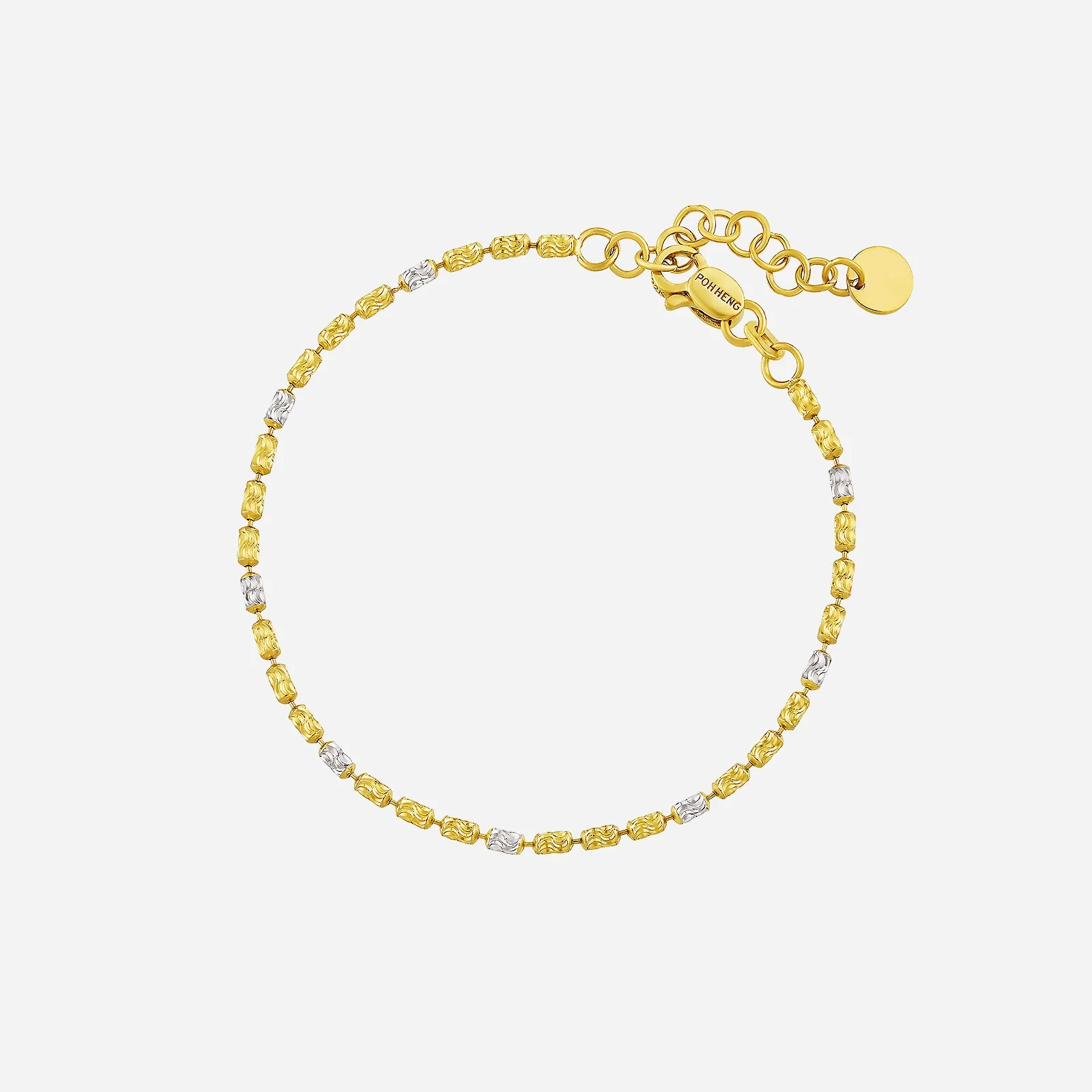 Beaded Bracelet in Yellow White Gold (E22KGROUP198V0625A)