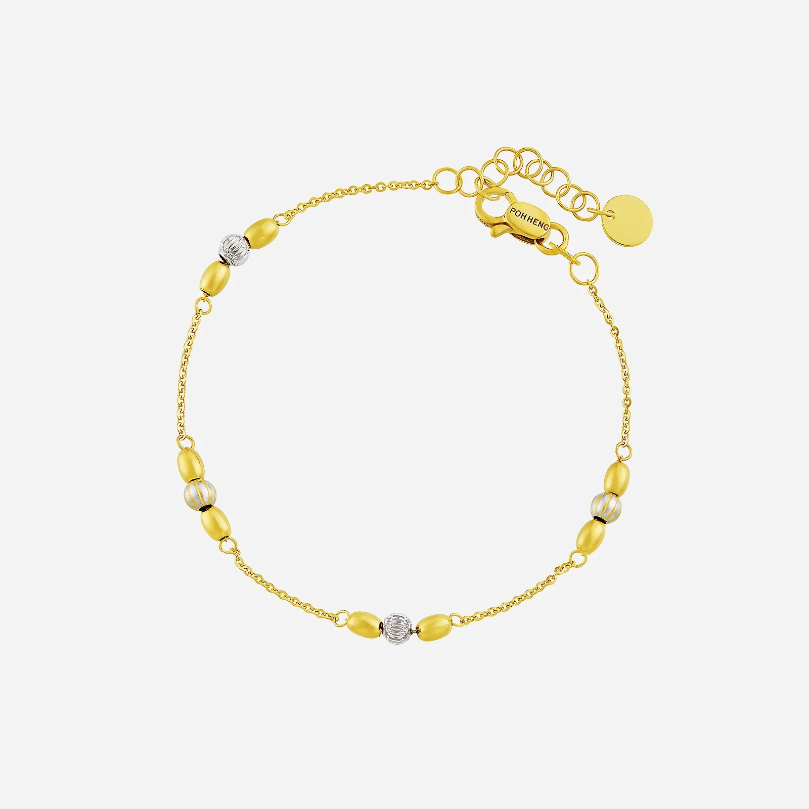 Beaded Bracelet in Yellow White Gold (E22KGROUP199V0626A)