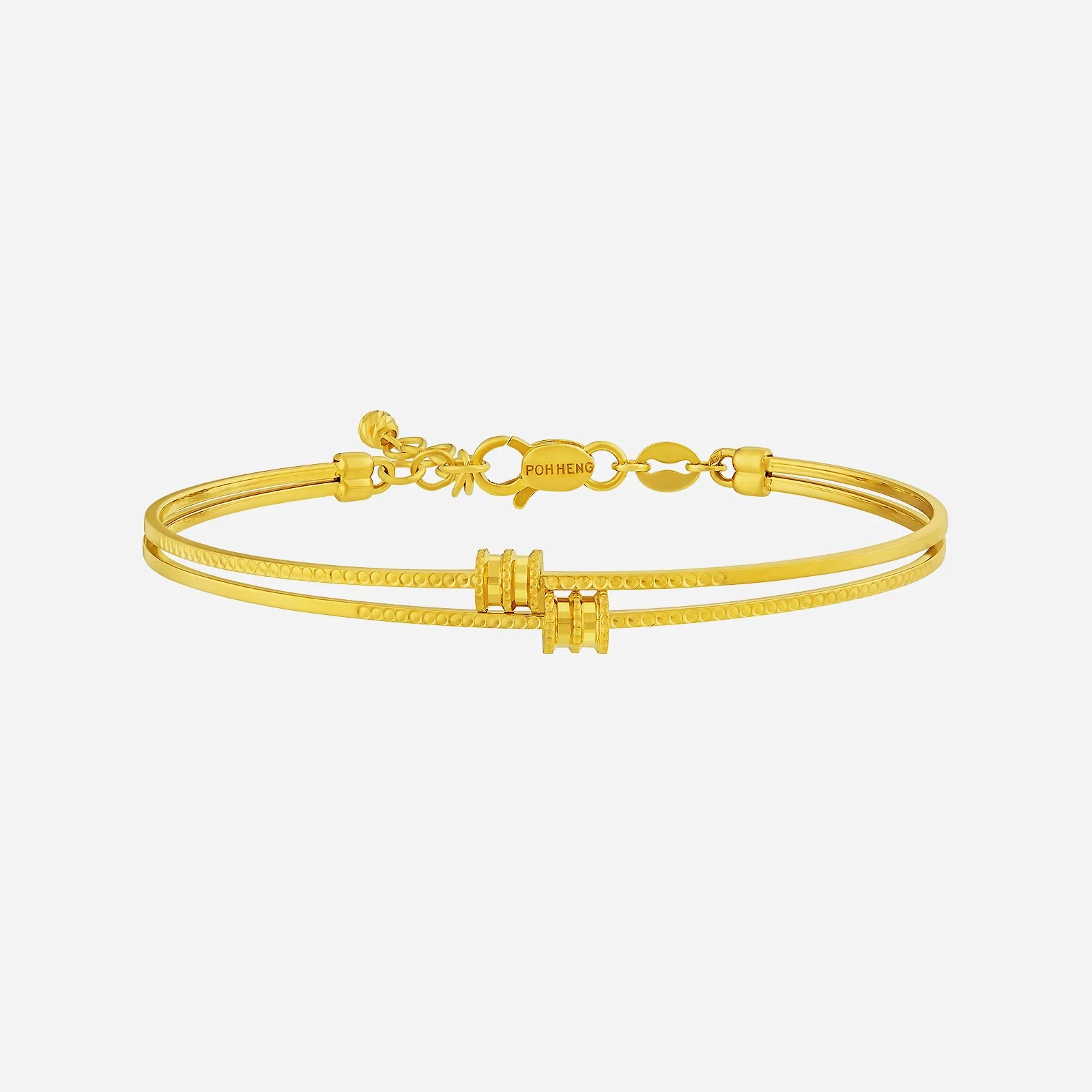 Beaded Dual Bangle in Yellow Gold (D22KSTYLE0366A)