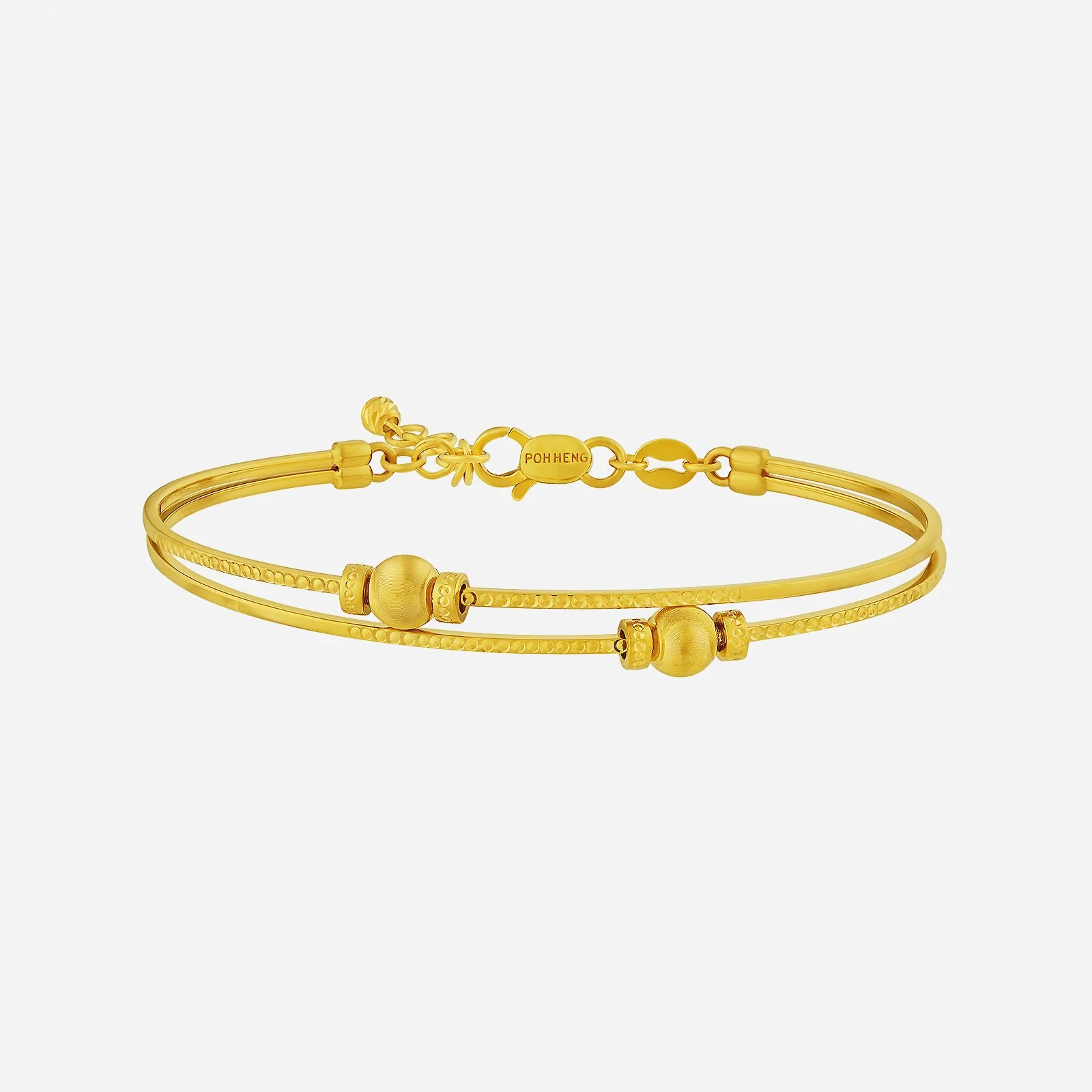 Beaded Dual Bangle in Yellow Gold (D22KSTYLE0367A)