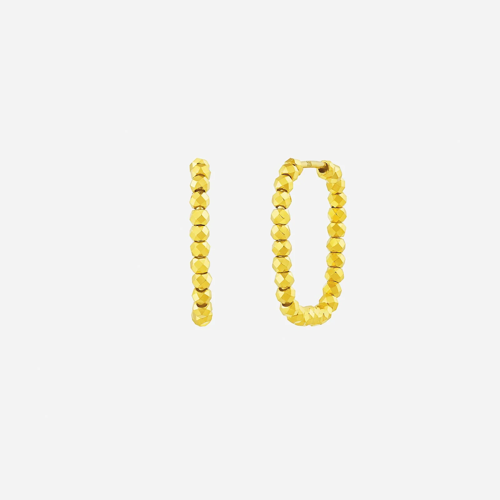 Beaded Square Hoop Earrings in Yellow Gold (H22KSTYLE1391A)
