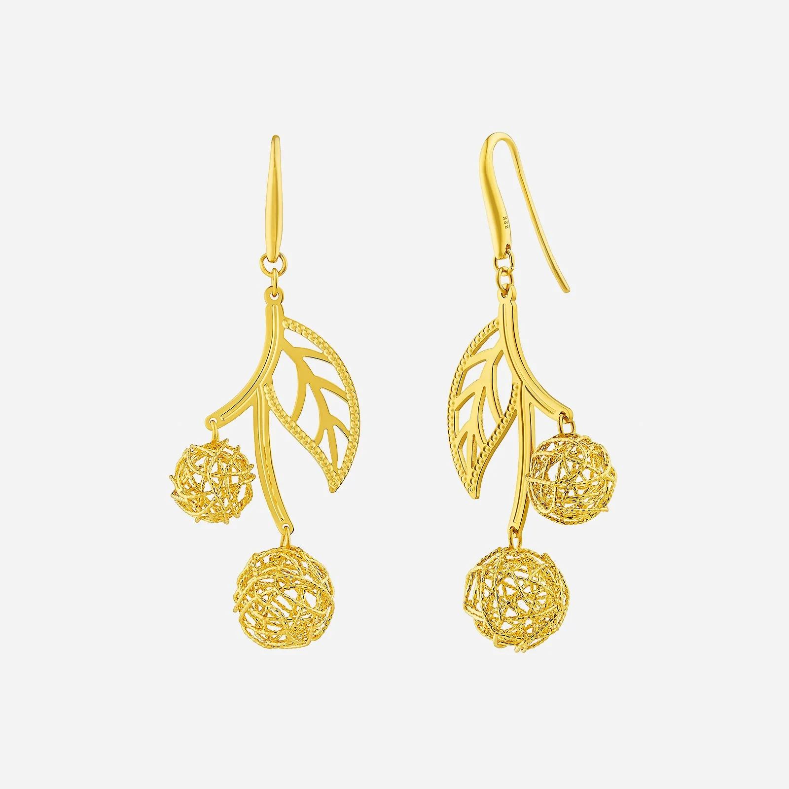 Blissful Eternity Dangling Earrings in Yellow Gold (H22KGROUP153V1399A)