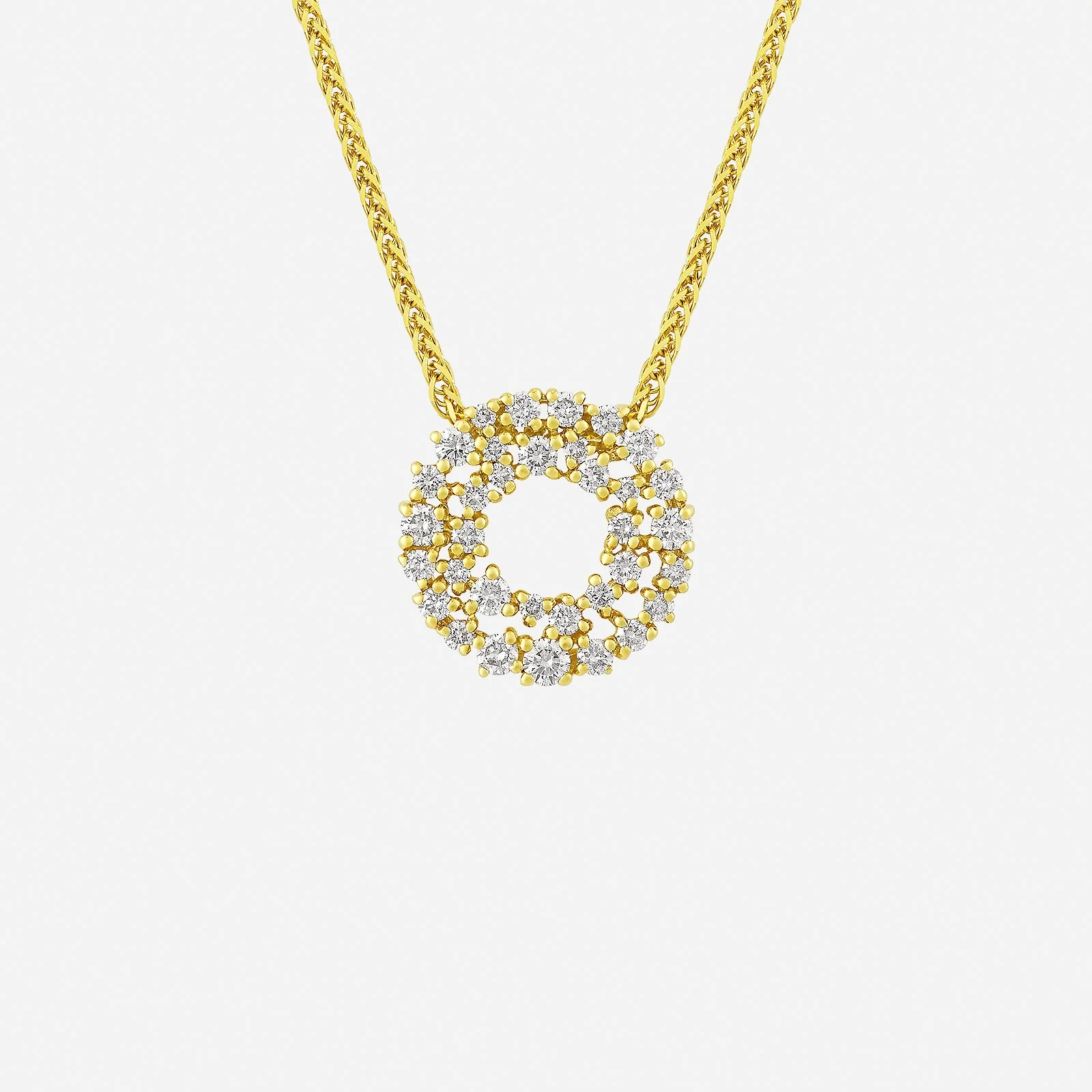Blossoming Halo Diamond Pendant in Yellow Gold	 (GDIAGROUP250V1835A)