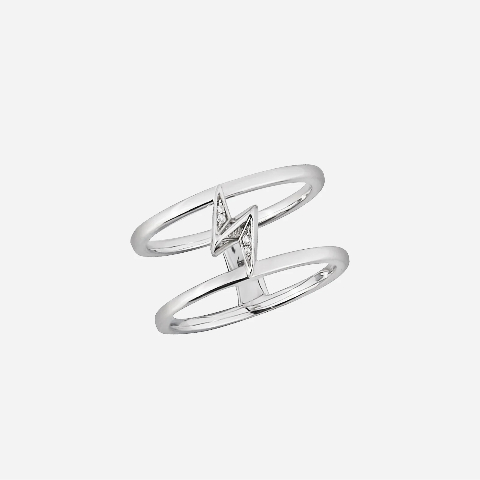 Bolt Double Bar Diamond Ring in White Gold (ADIAFREESTYLE0744A)