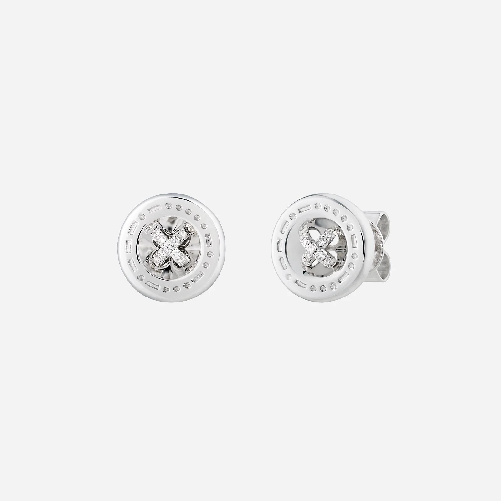 Button Diamond Earrings in White Gold (HDIAGROUP099V1229A)