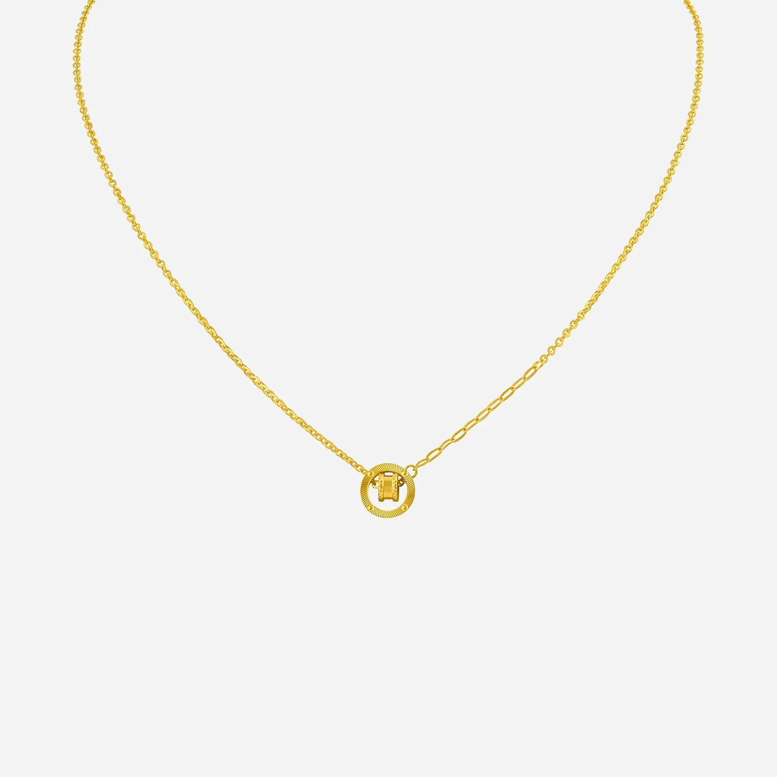 Circle Barrel Necklace in Yellow Gold (F999STYLE0438A)