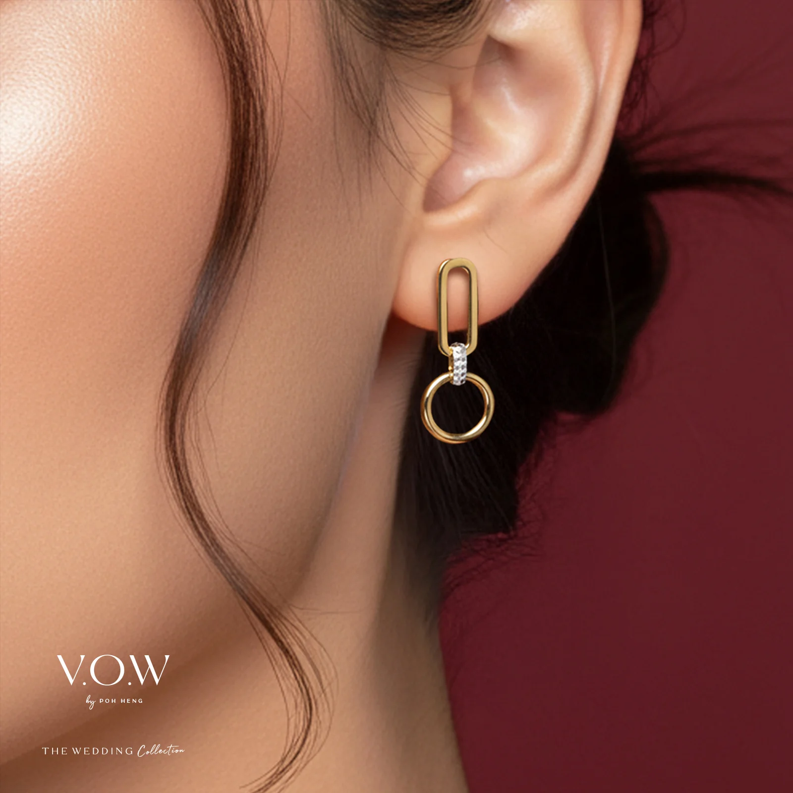 Circle of Glamour Earrings in Yellow White Gold (H22KGROUP236V1706A) - Image 2