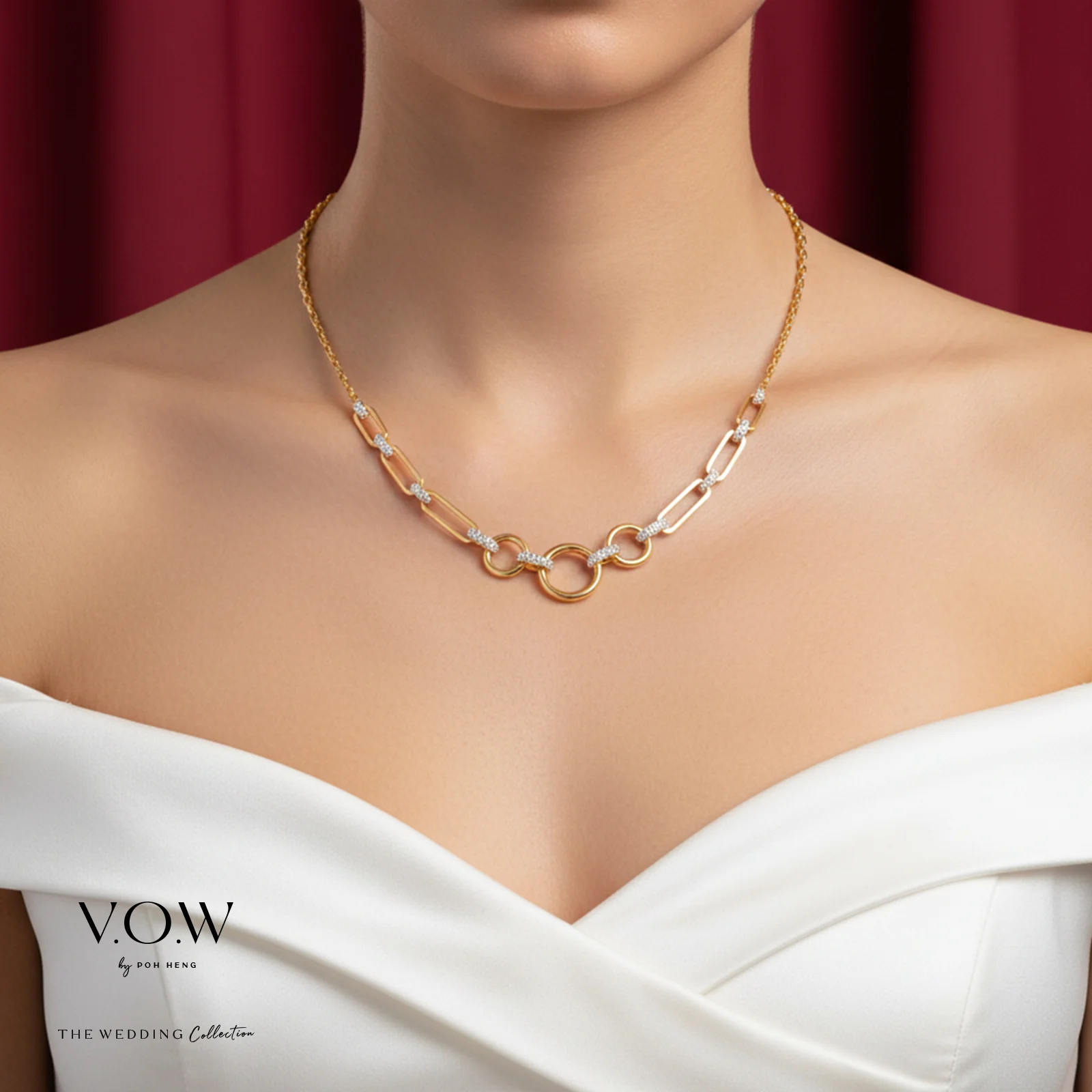 Circle of Glamour Necklace in Yellow White Gold (F22KGROUP236V0550A) - Image 2