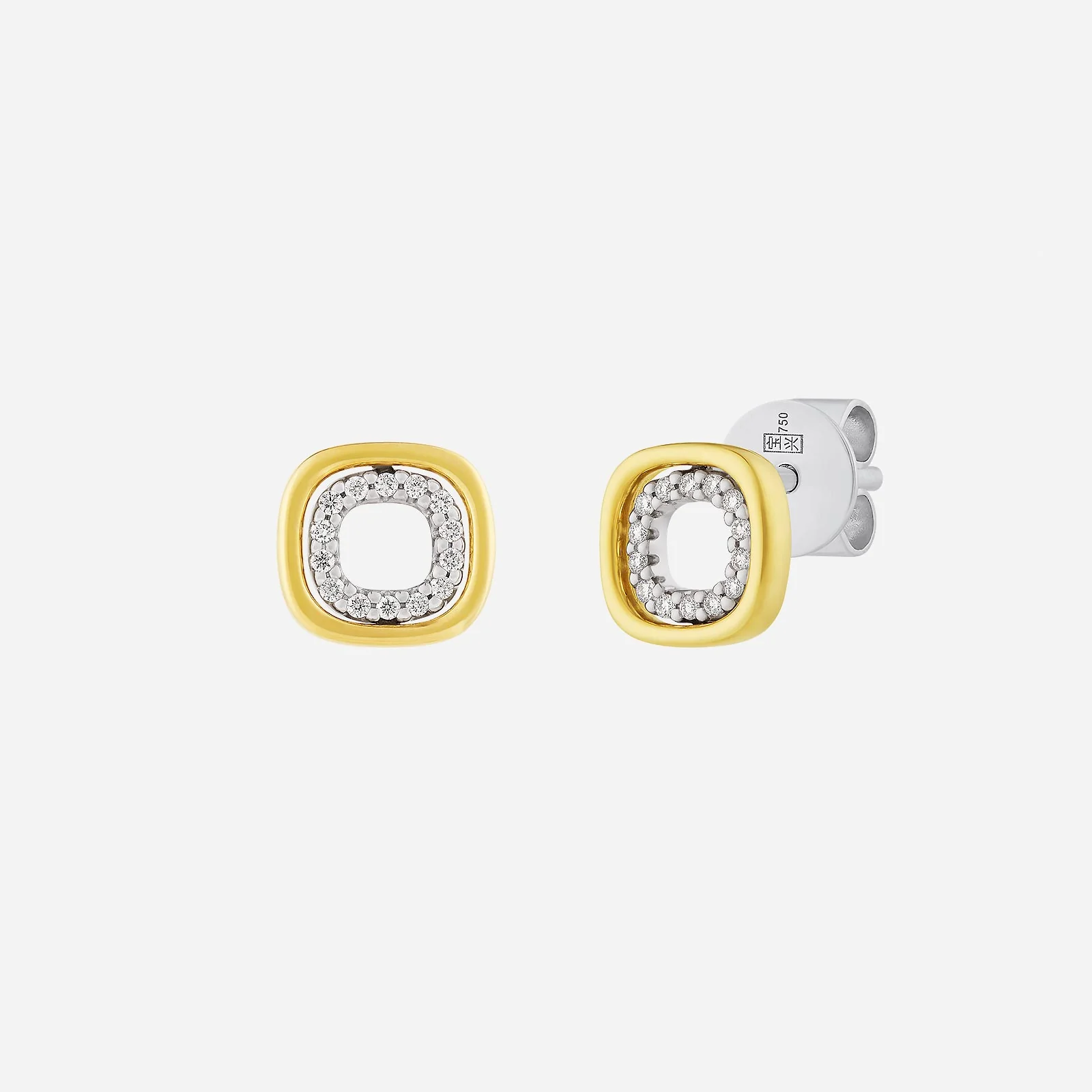 Circles of Radiant Diamond Earrings in Yellow White Gold (HDIAGROUP217V1601A)