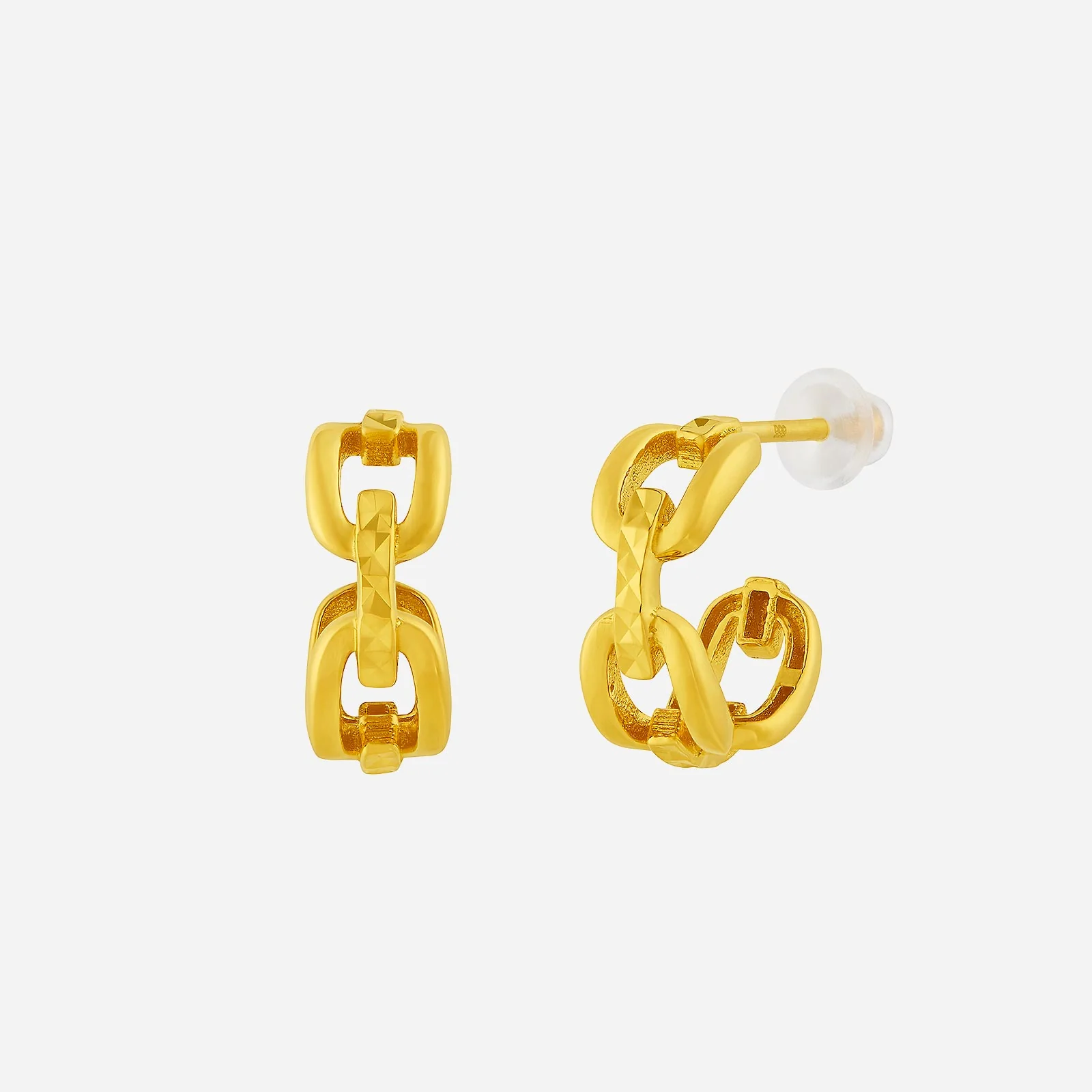 Circular Link Earrings in Yellow Gold (H999STYLE1635A)