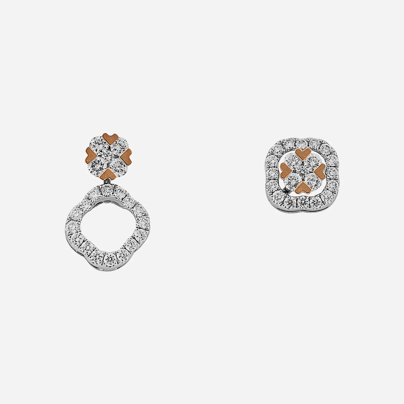 Clover Halo Diamond Earrings in White Rose Gold (HSTYLE0754A)