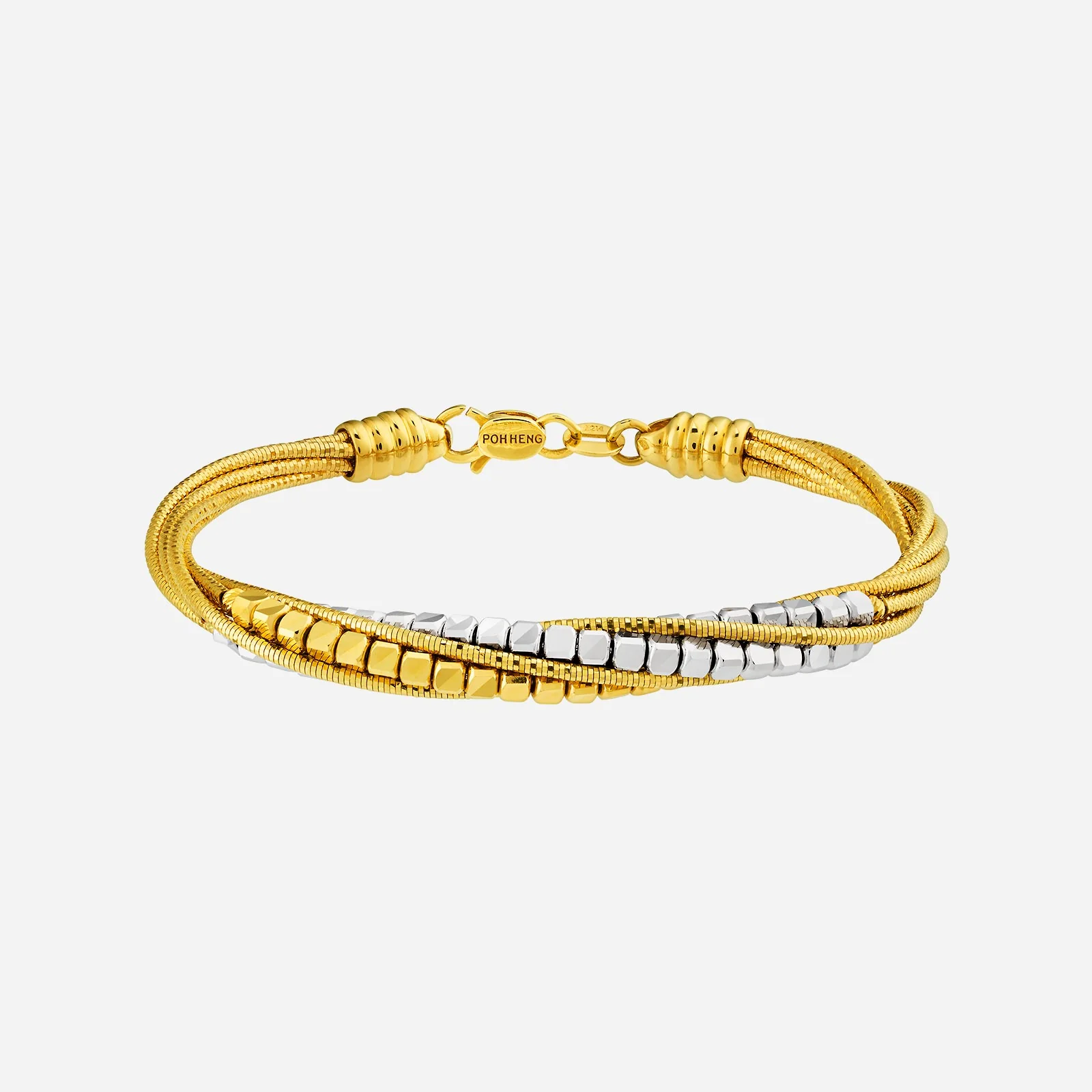 Cobbled Bangle in Yellow White Gold (DGROUP015U0172A)