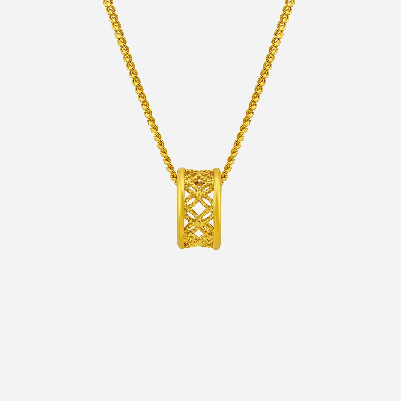 Crafted Barrel Pendant in Yellow Gold (G999STYLE1629A)
