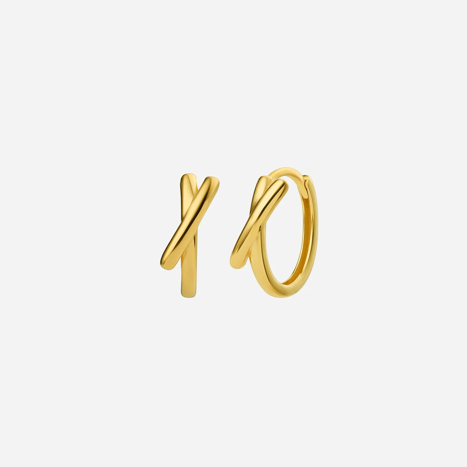 Criss Cross Huggie Earrings in Yellow Gold (H22KSTYLE1192A)