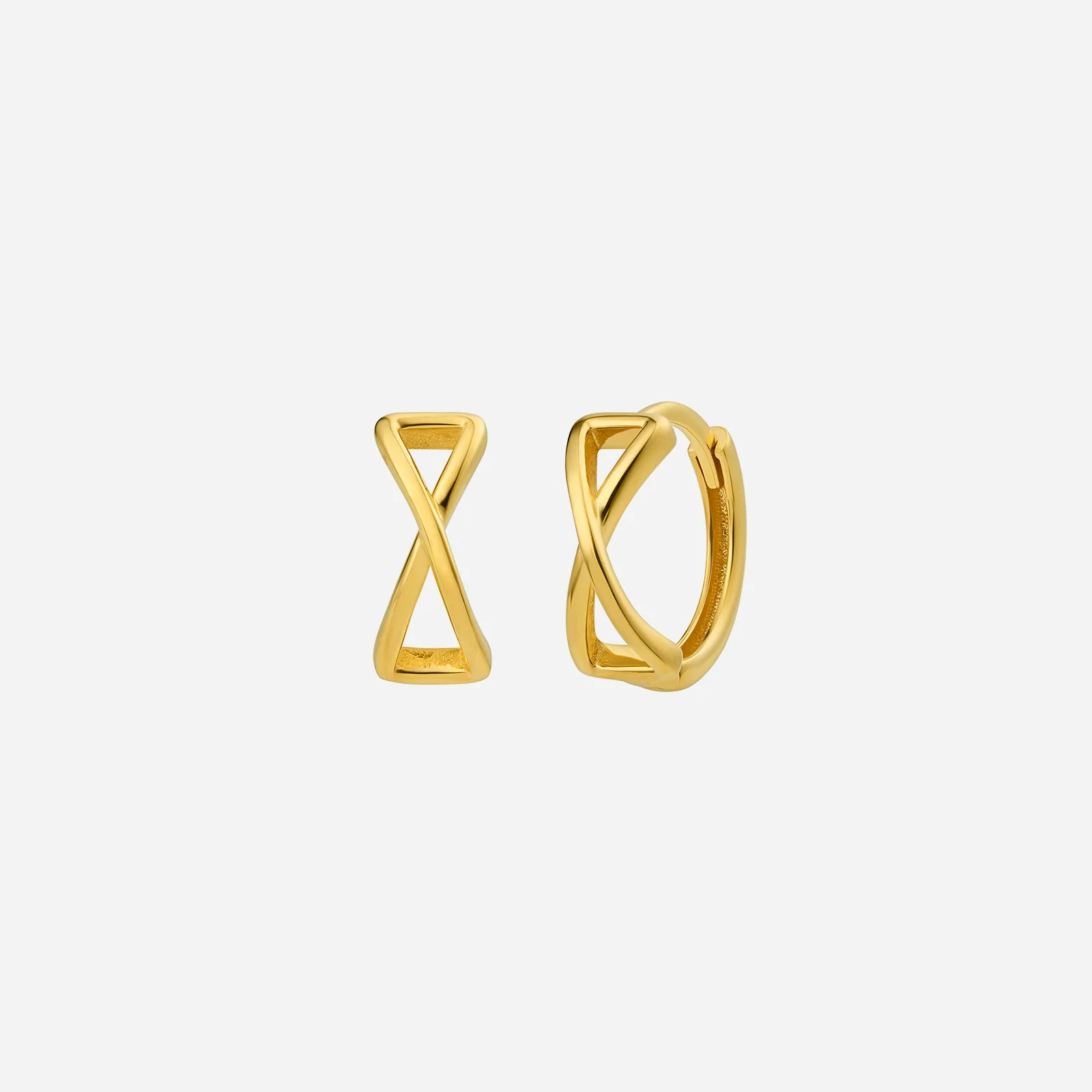 Criss Cross Huggie Earrings in Yellow Gold (H22KSTYLE1194A)