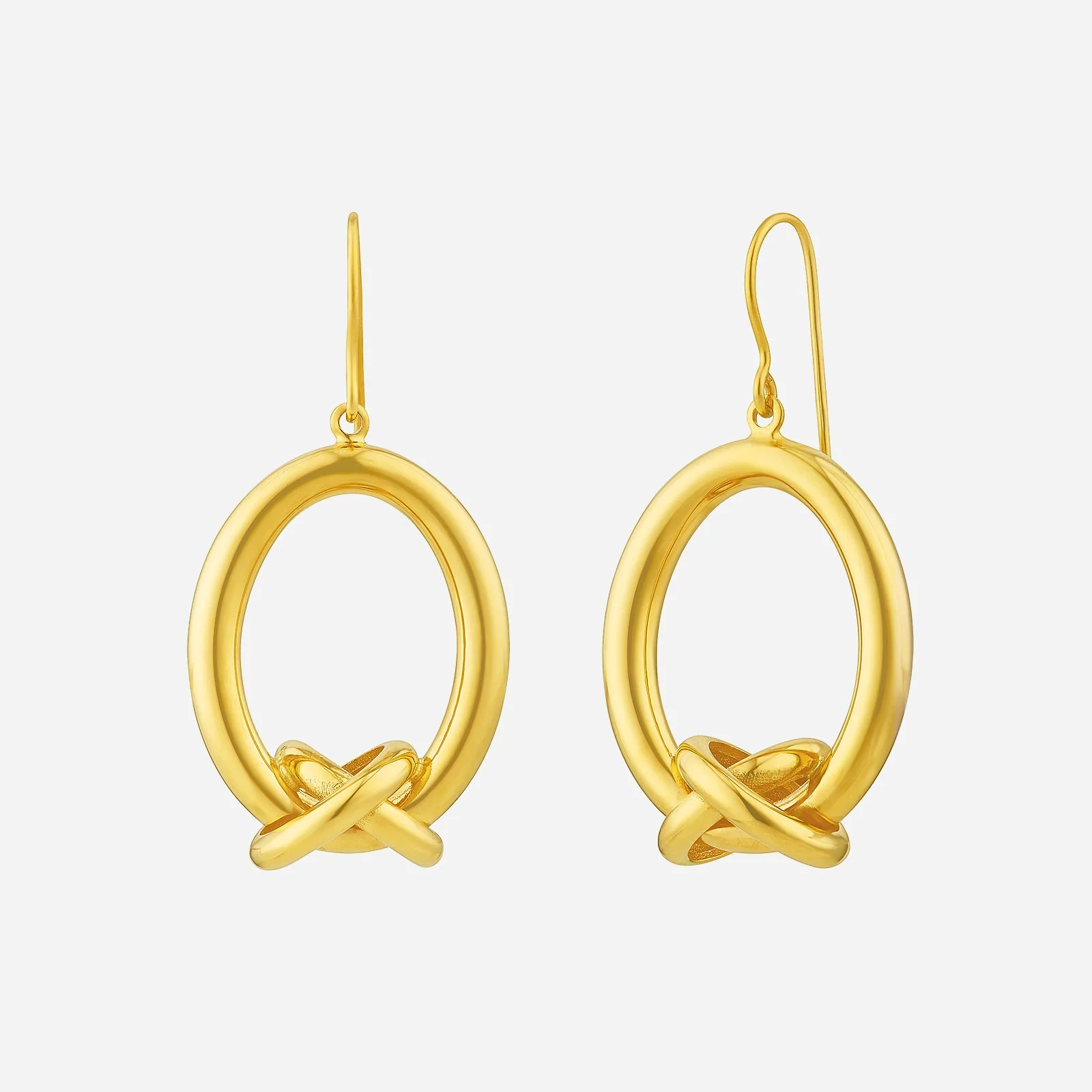 Cross Knot Dangling Earrings in Yellow Gold (H22KSTYLE1280A)