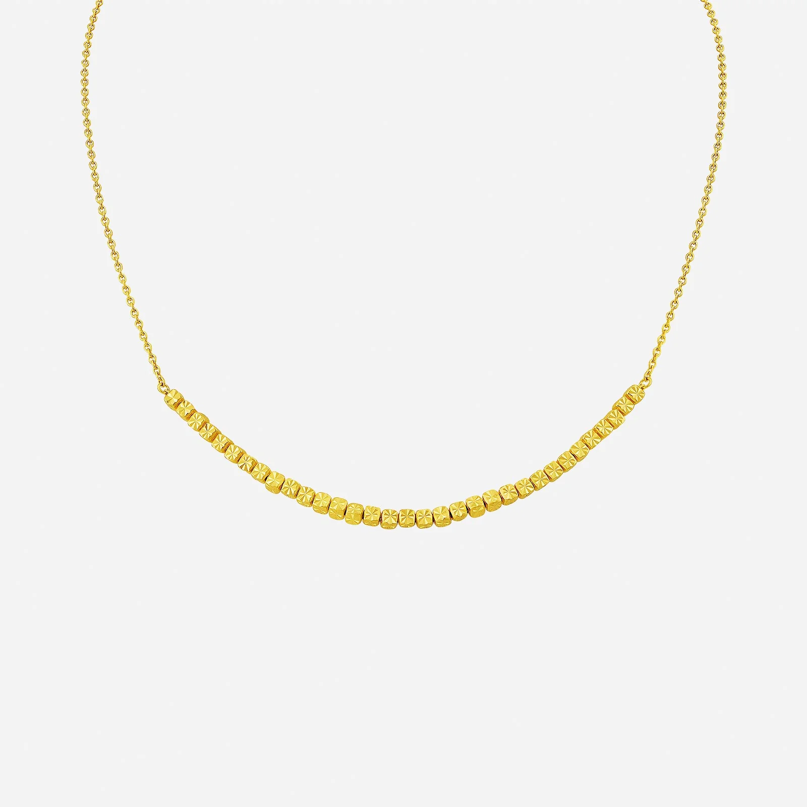 Cube Bead Necklace in Yellow Gold (F22KGROUP182V0507A)