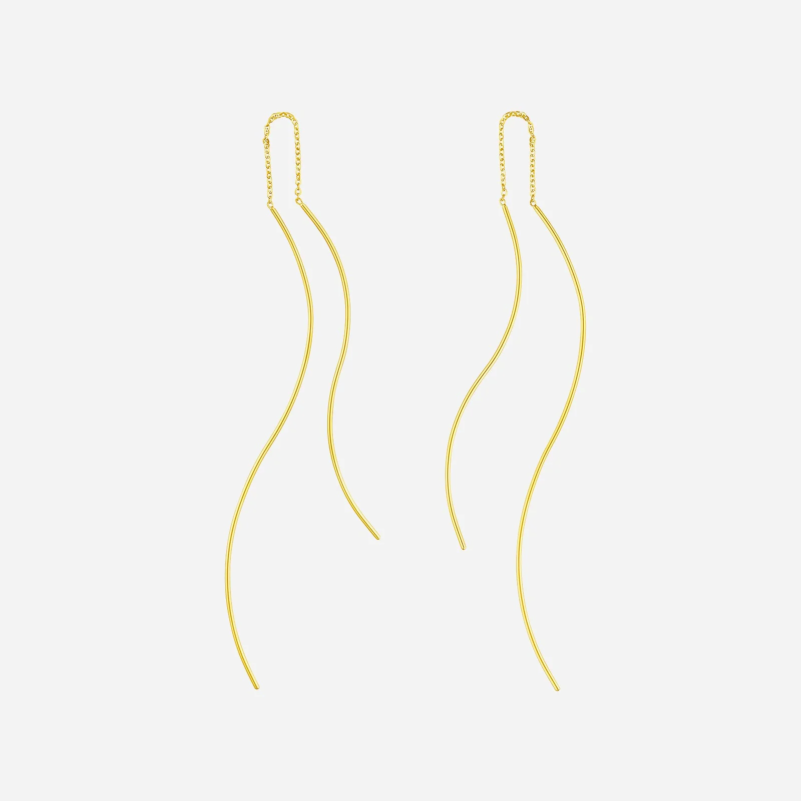 Curved Bar Threader Earrings in Yellow Gold (H22KFREESTYLE1417A)