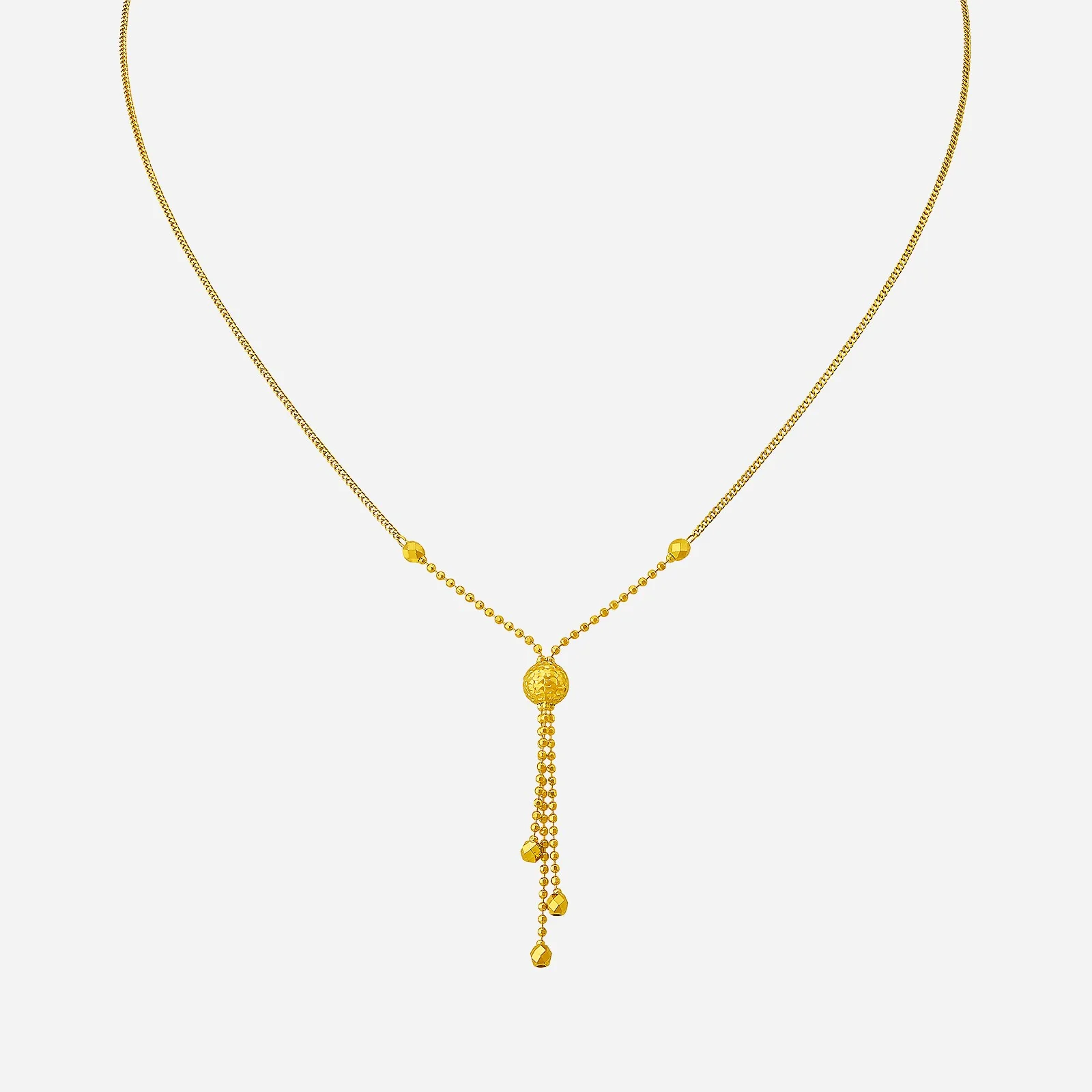 Dangling Beaded Necklace in Yellow Gold (F999GROUP138V0460A)