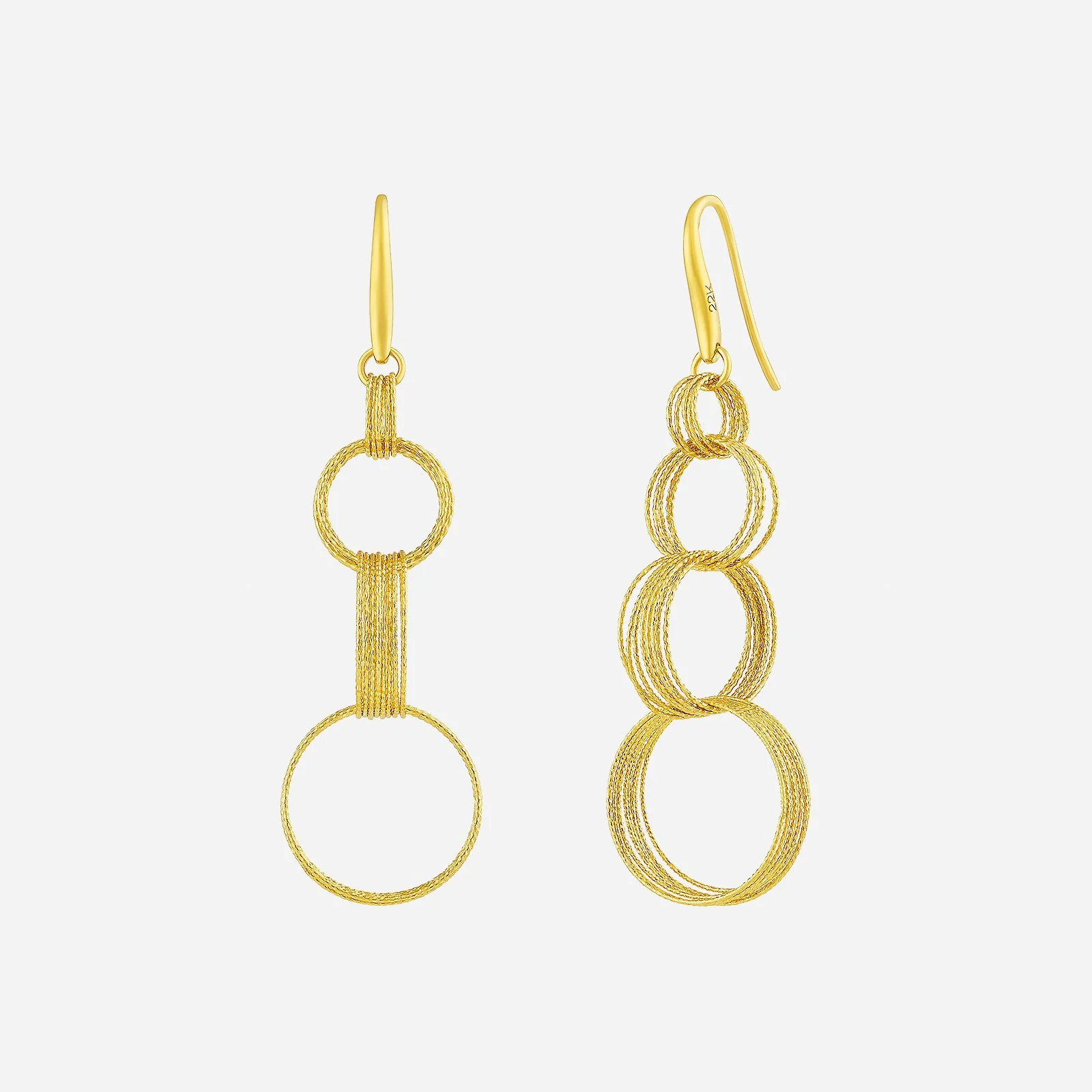 Dangling Hoop Earrings in Yellow Gold (H22KSTYLE1542A)