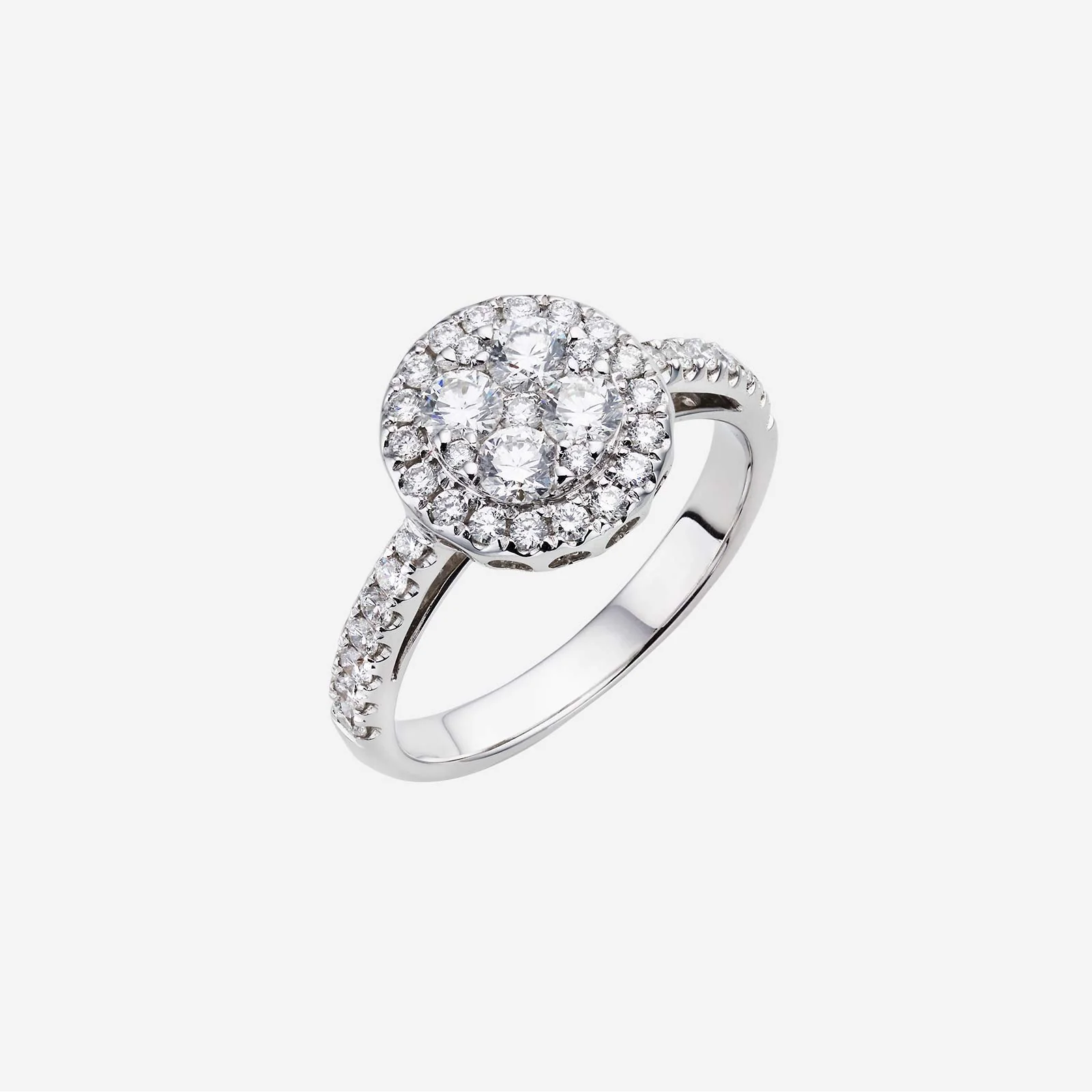 Dazzle Halo Diamond Ring in White Gold (ASTYLE023S0095A)