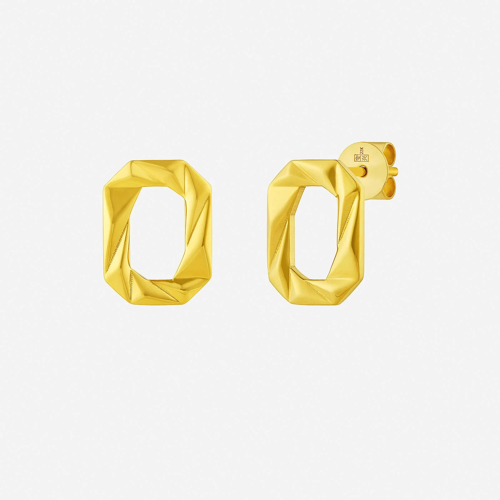 Delicate Rectella Earrings in Yellow Gold (H22KSTYLE1704A)