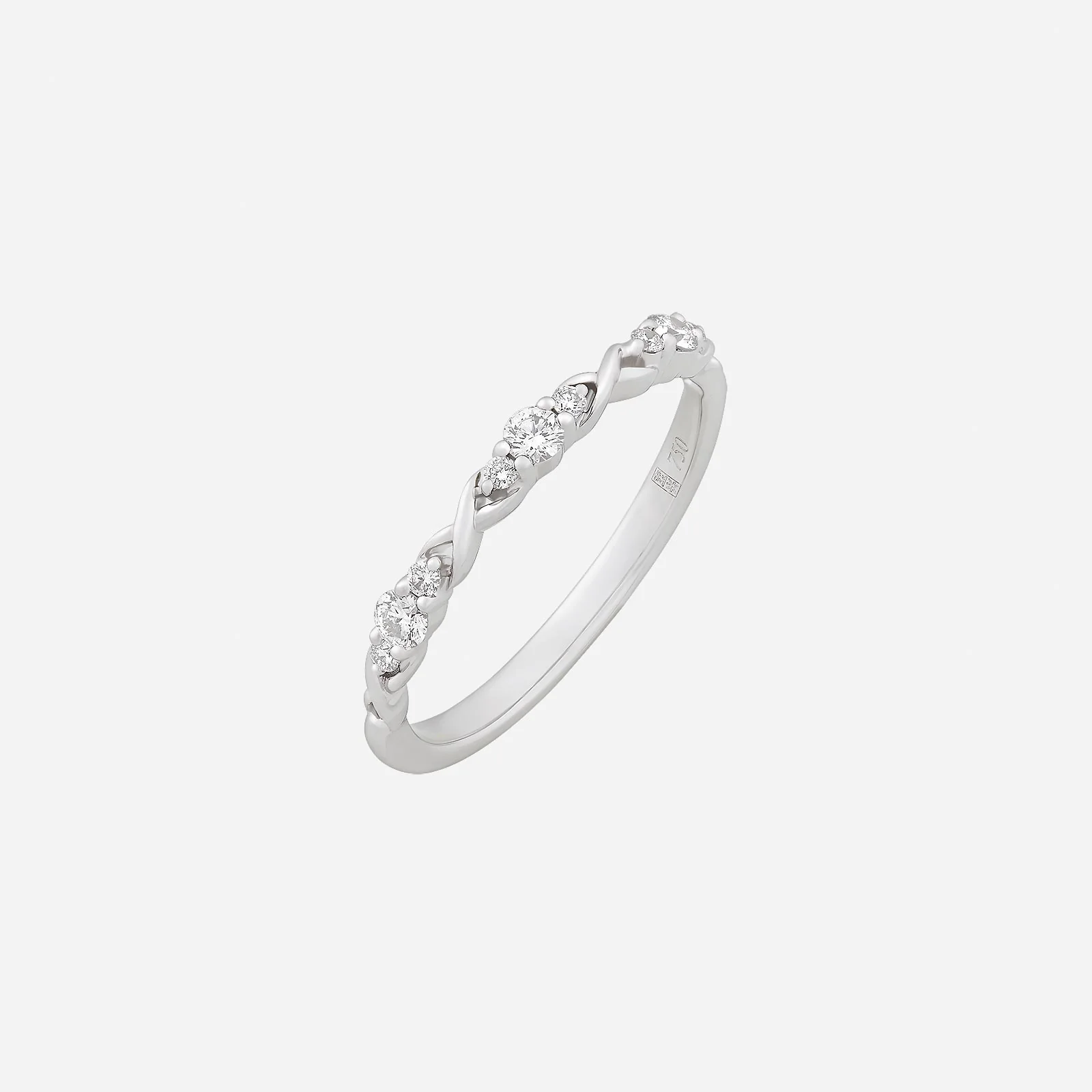 Delicate Twist Diamond Ring in White Gold (ADIAFREESTYLE1010A)