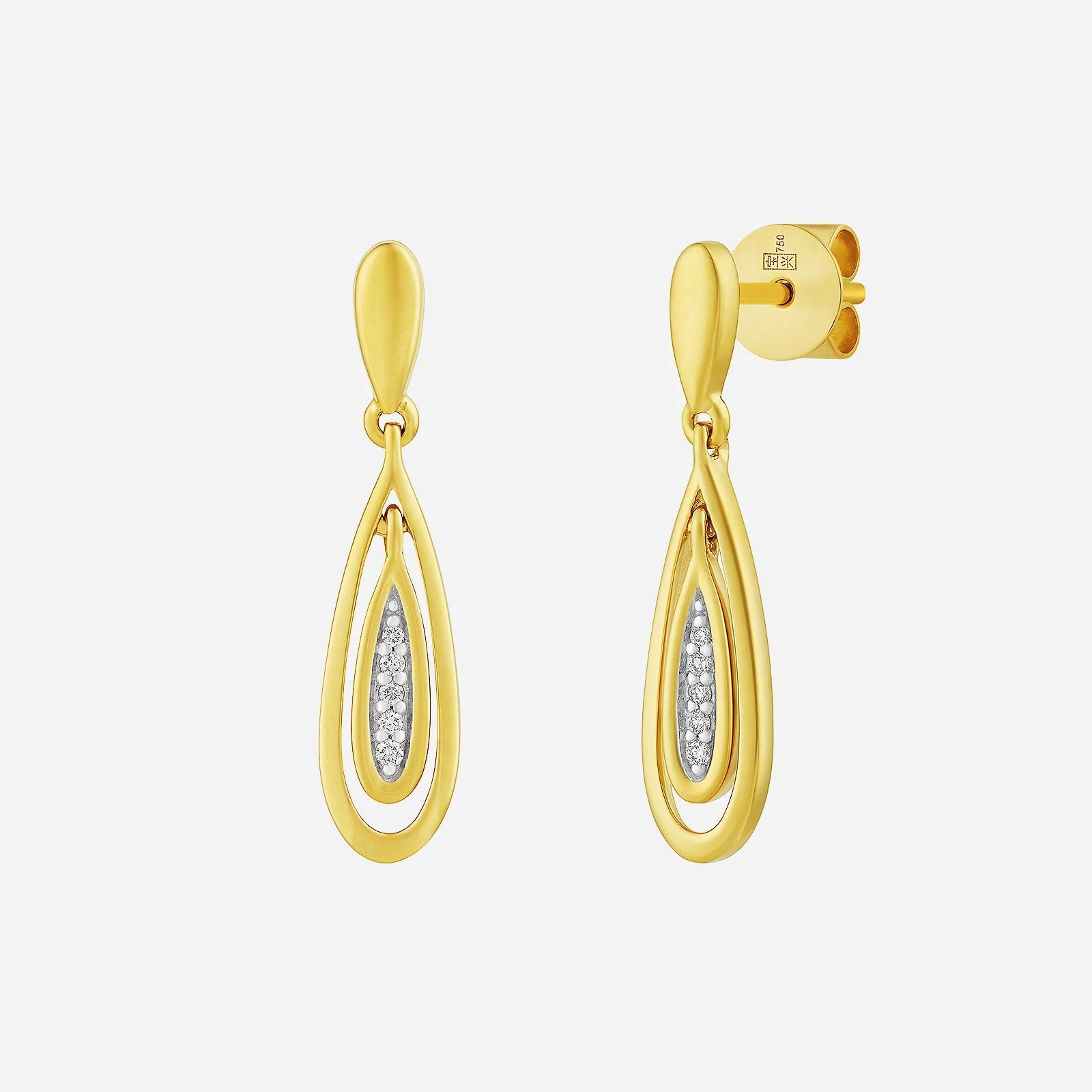 Dewdrop Diamond Earrings in Yellow White Gold (HDIAGROUP169V1482A)
