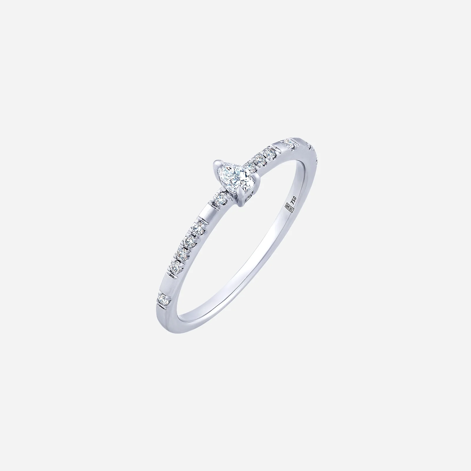 Dewdrop Diamond Ring in White Gold (ADIAFREESTYLE0976A)