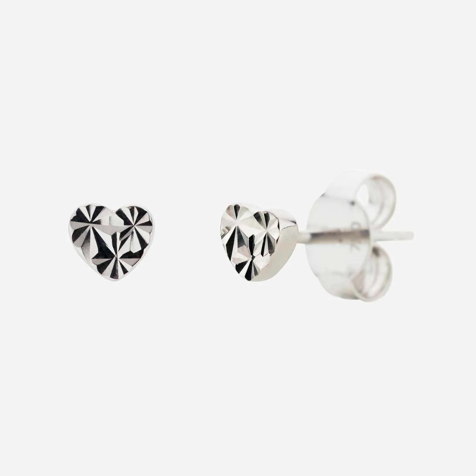 Diamond Cut Heart Earrings in White Gold (HHEART001S0001A)