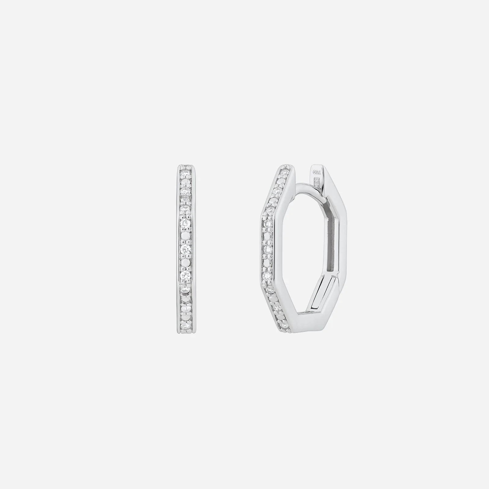 Diamond Huggie Earrings in White Gold (HDIALINES1256A)
