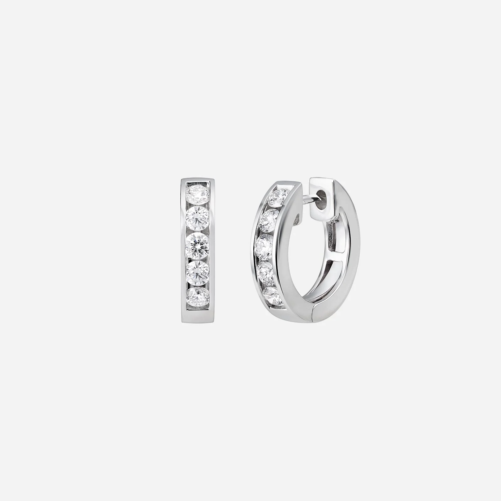 Diamond Huggie Earrings in White Gold (HDIALINES707X1003A)