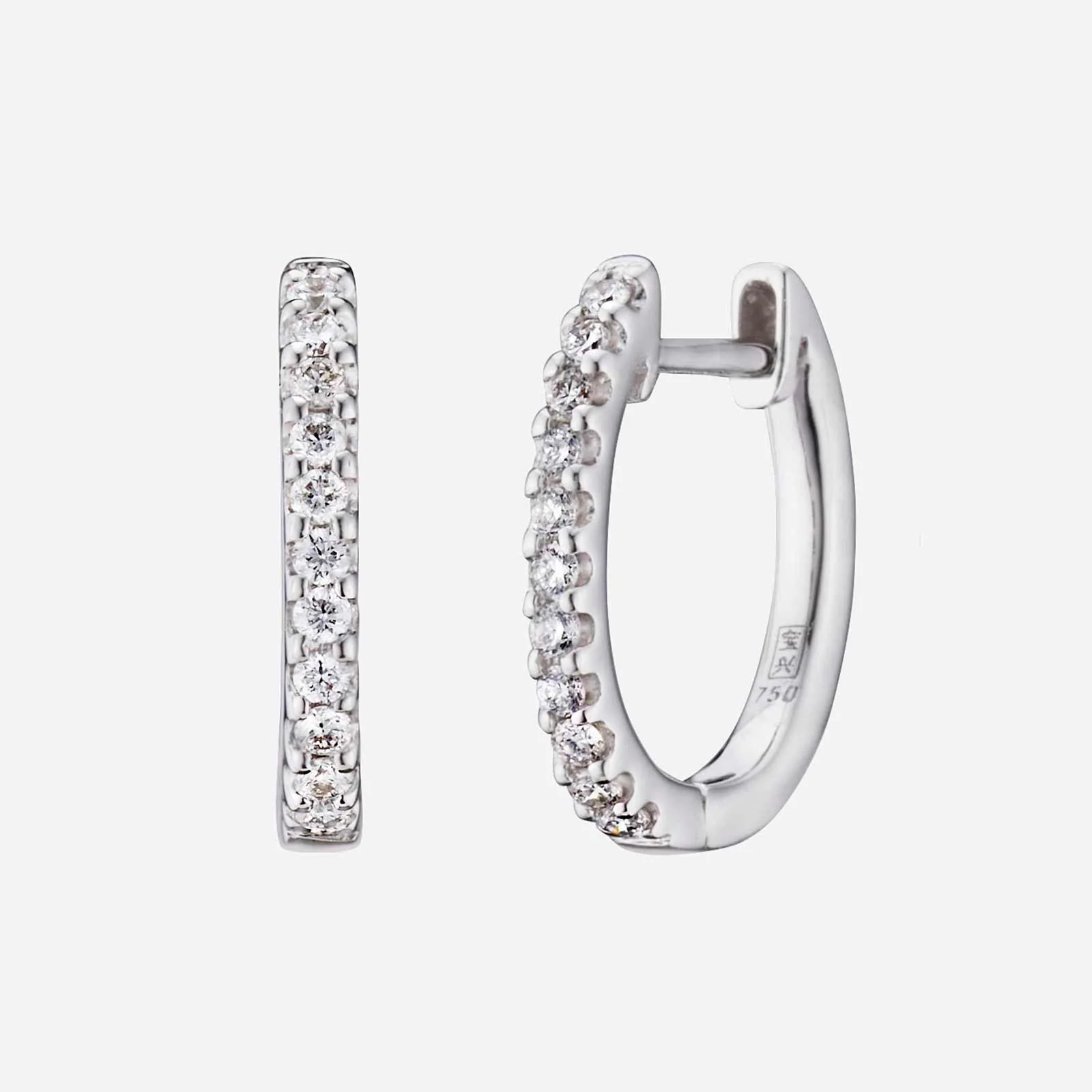 Diamond Huggie Earrings in White Gold (HLINES003H0002A)