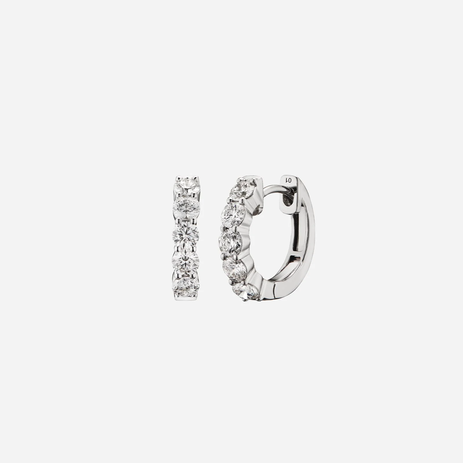 Diamond Huggie Earrings in White Gold (HLINES0366A)