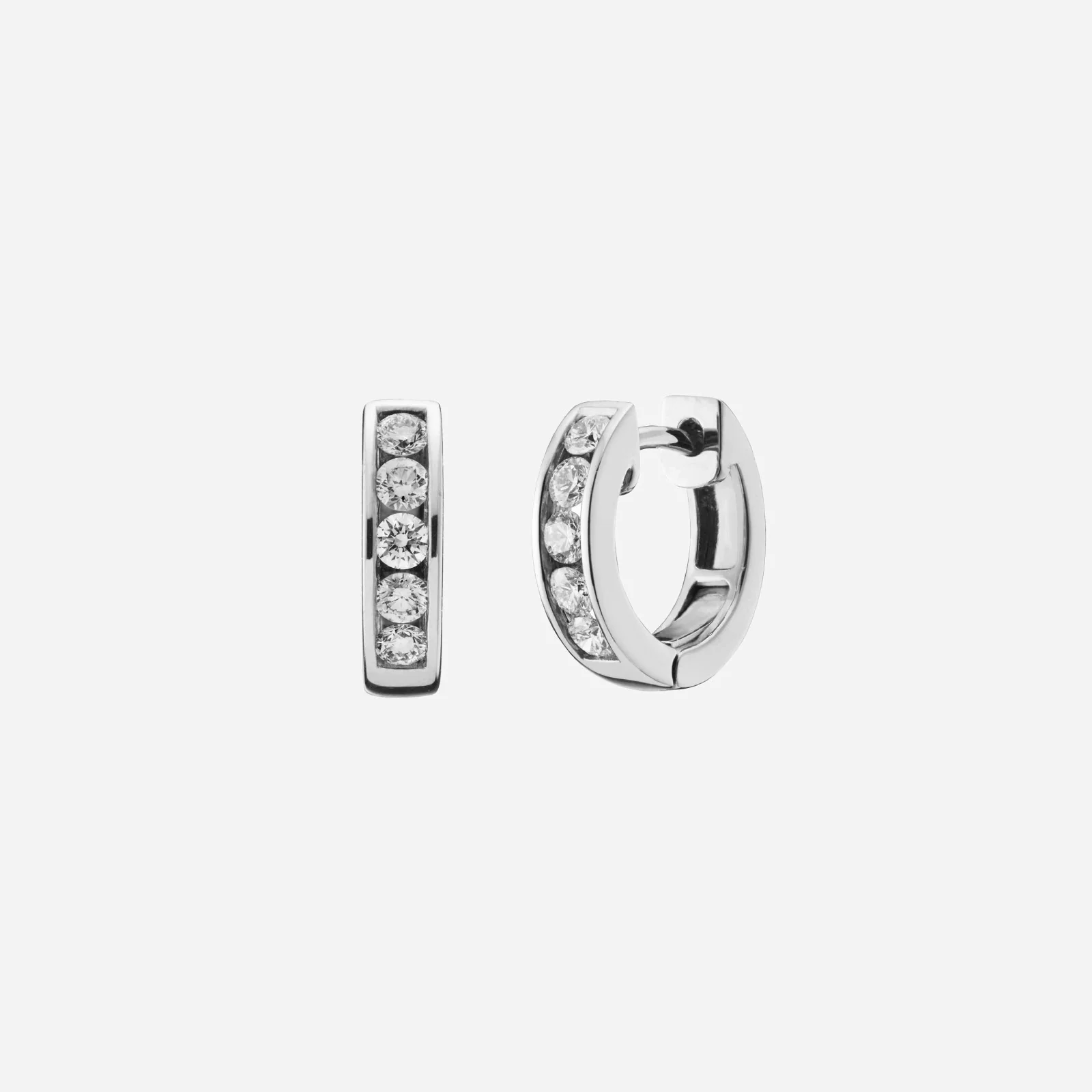 Diamond Huggie Earrings in White Gold (HLINES707X0002A)