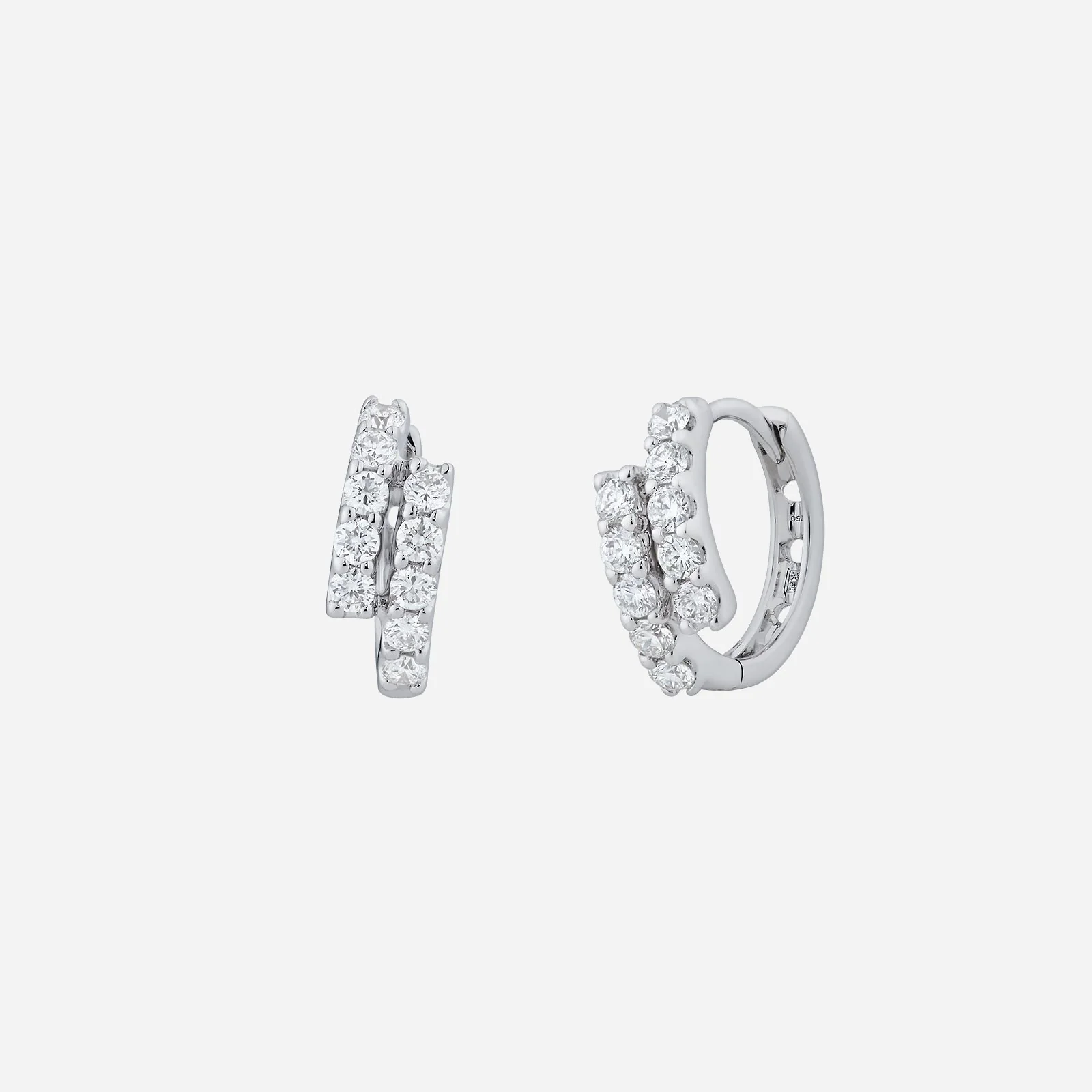 Double Bar Diamond Huggie Earrings in White Gold (HDIASTYLE1308A)