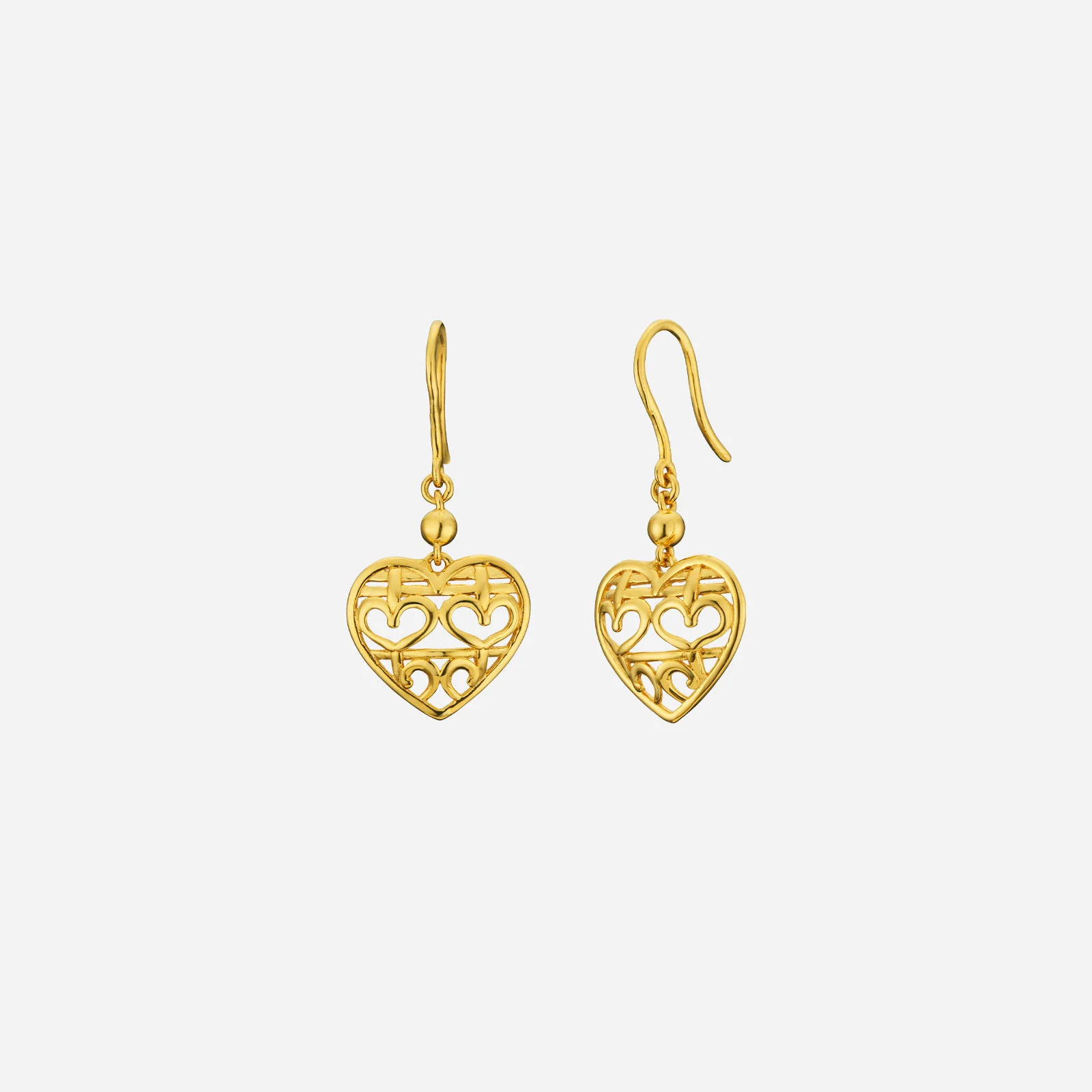 Double Happiness Heart Earrings in Yellow Gold (H22KGROUP003V0830A)