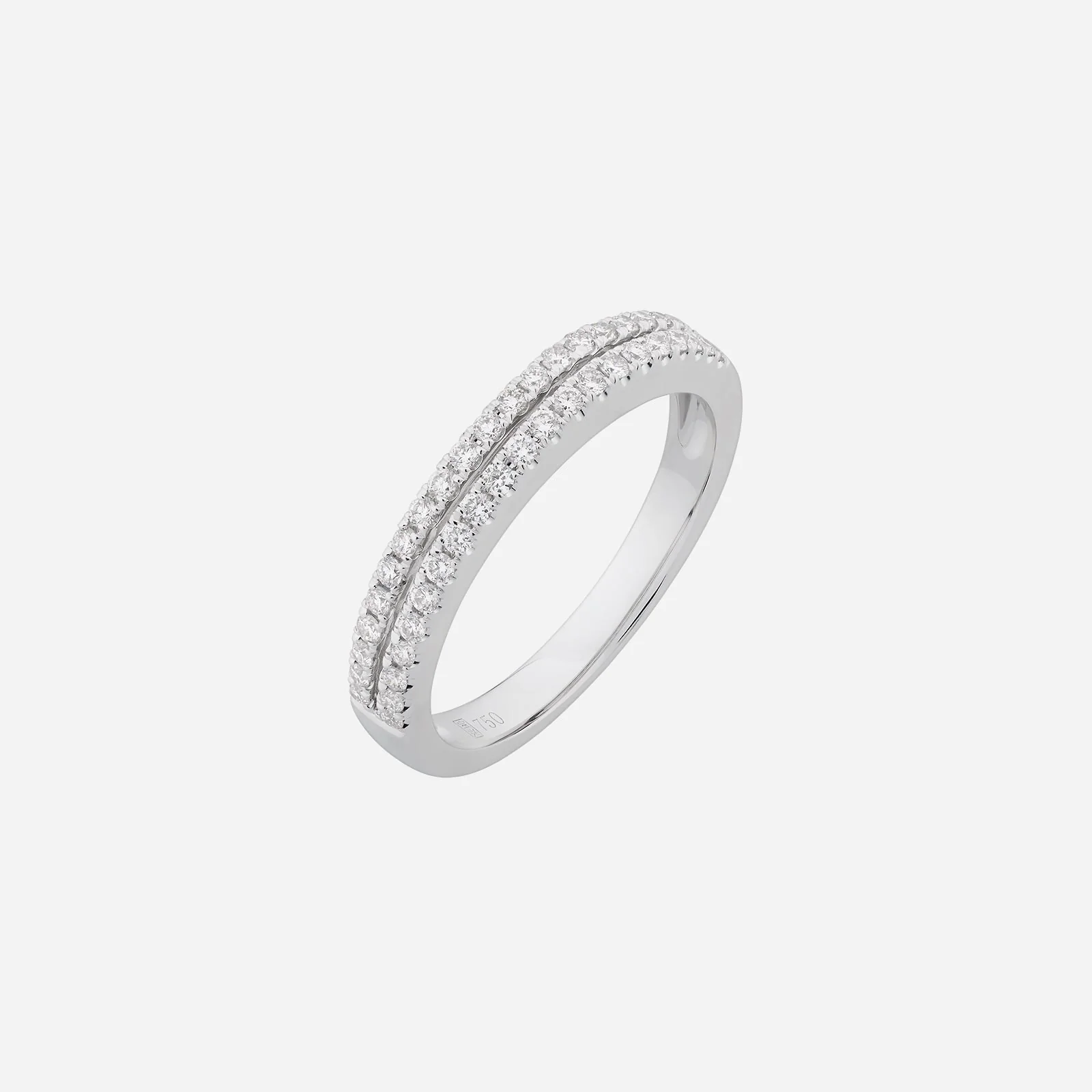 Double Line Diamond Ring in White Gold (ADIASTYLE0832A)