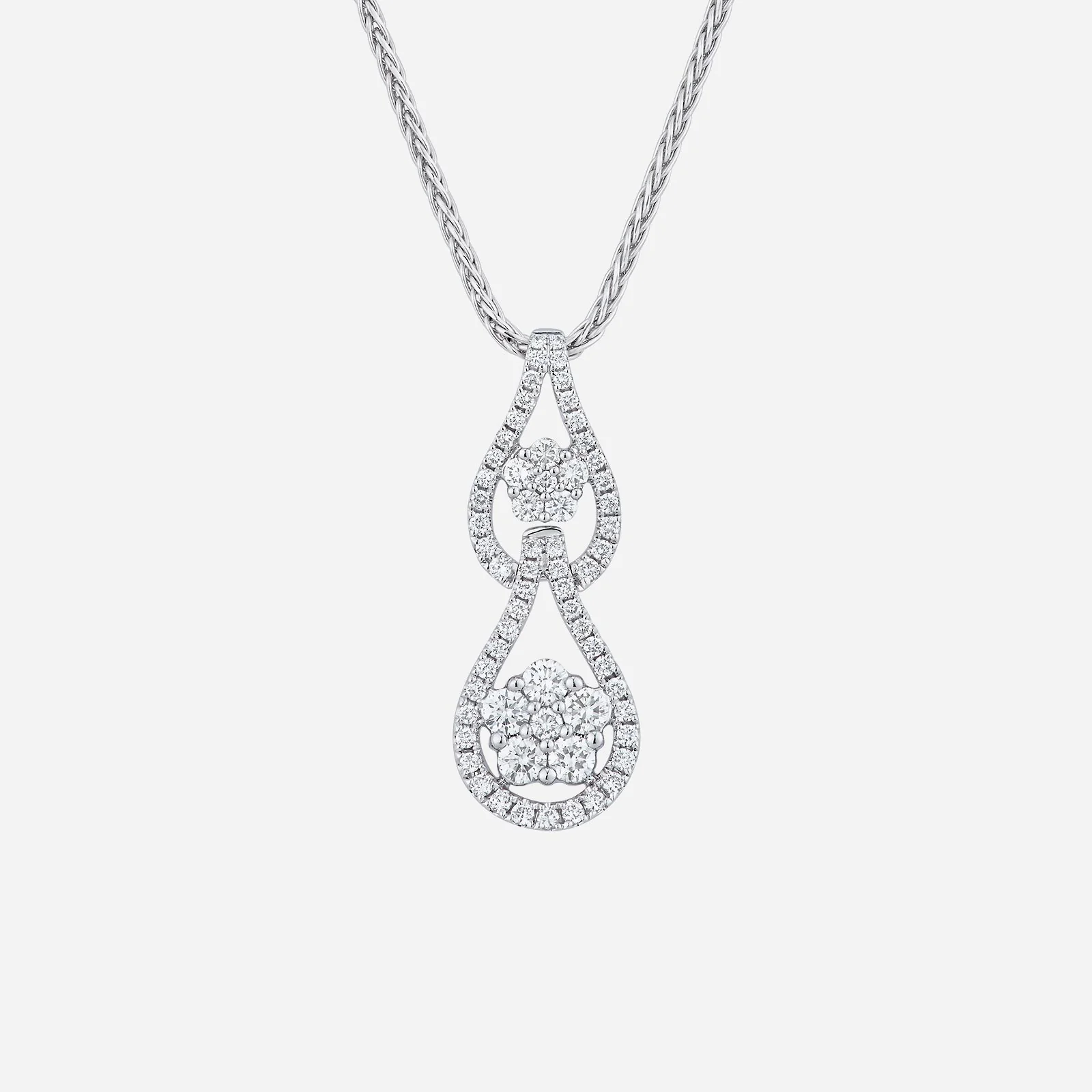 Double Teardrop Diamond Pendant in White Gold (GDIASTYLE1462A)