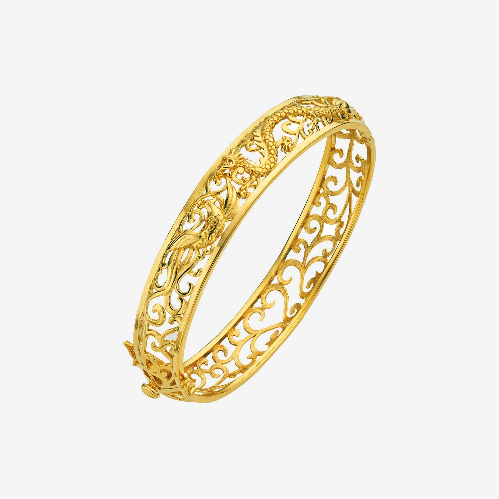 Dragon and Phoenix Bangle in Yellow Gold (D22KGROUP005V0203A)