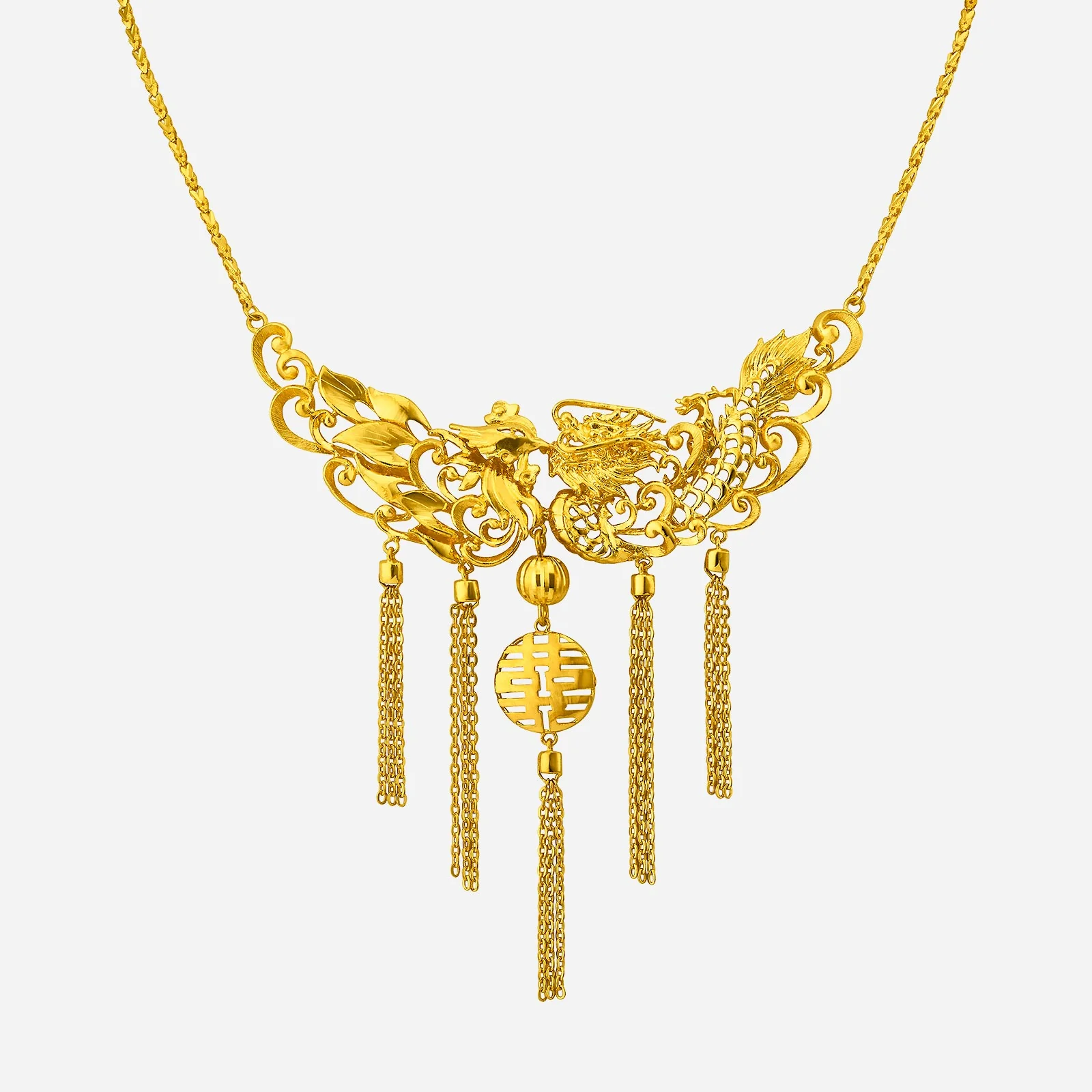 Dragon Phoenix Necklace in Yellow Gold (FSTYLE0142A)