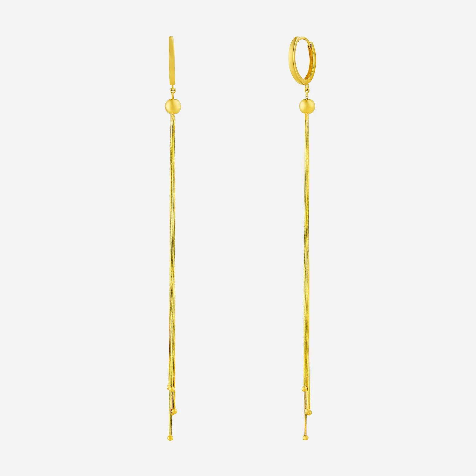 Drop Chain Huggies Earrings in Yellow Gold (H22KFREESTYLE1413A)