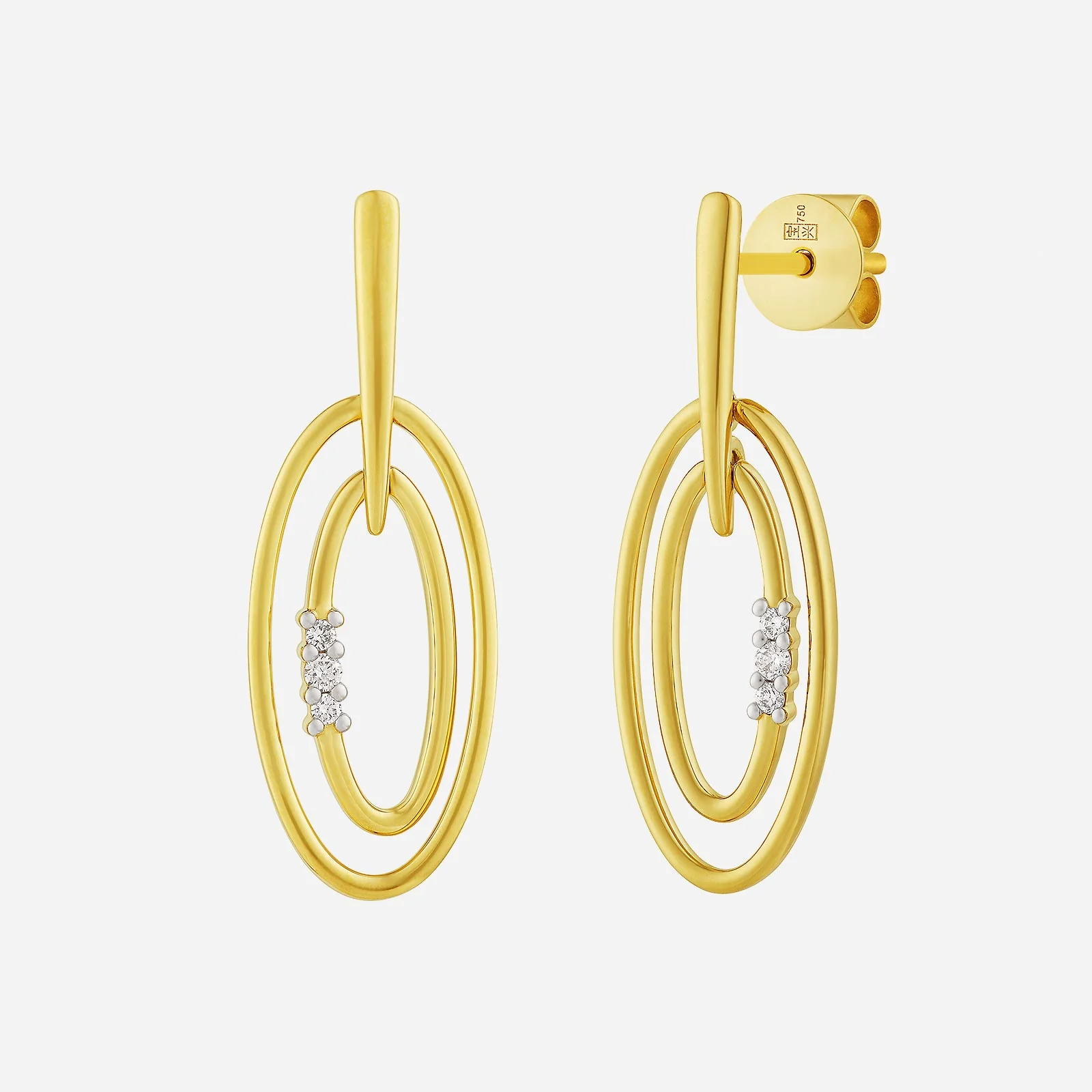 Duo Hoop Diamond Earrings in Yellow White Gold	 (HDIAGROUP170V1483A)