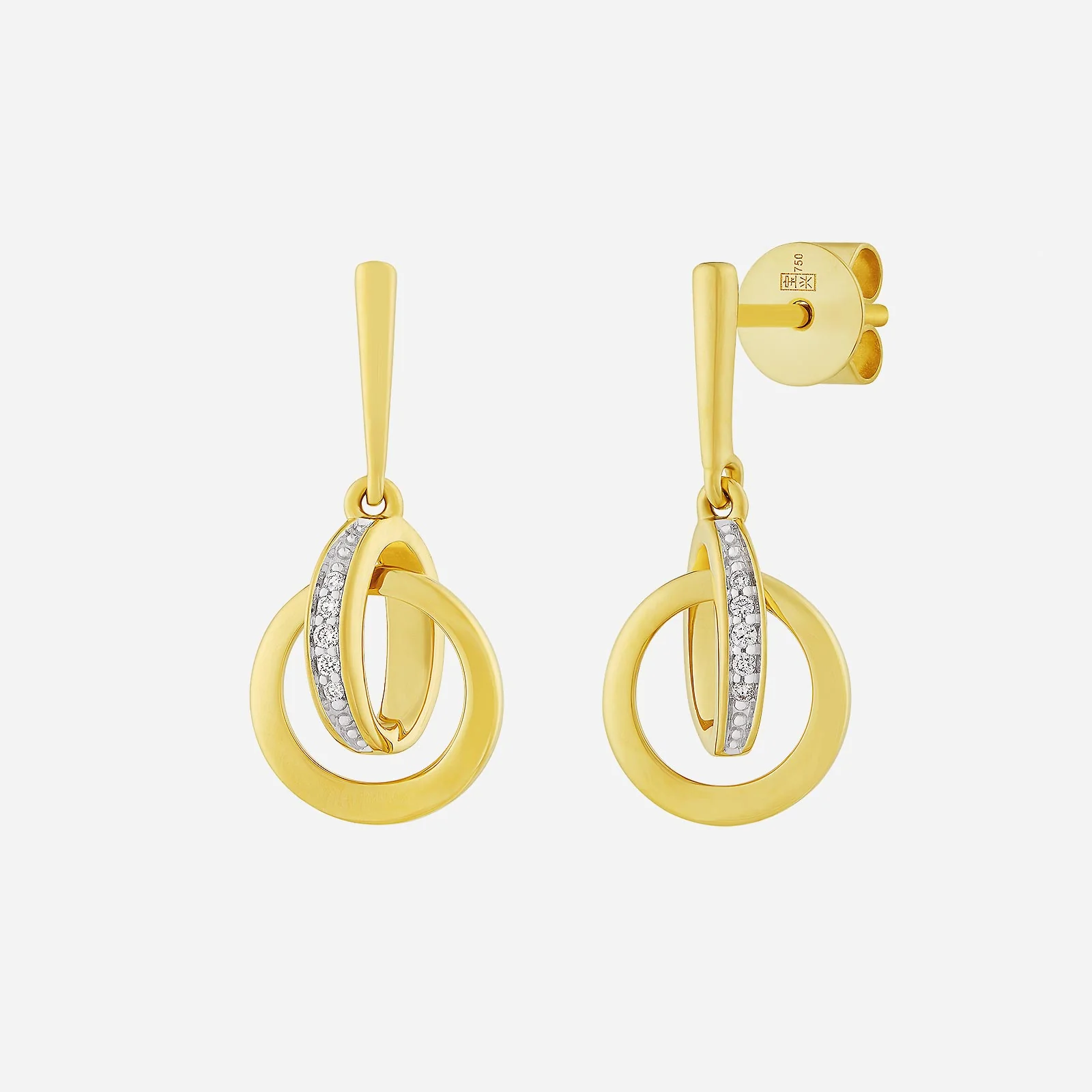Duo Hoop Diamond Earrings in Yellow White Gold (HDIAGROUP210V1592A)