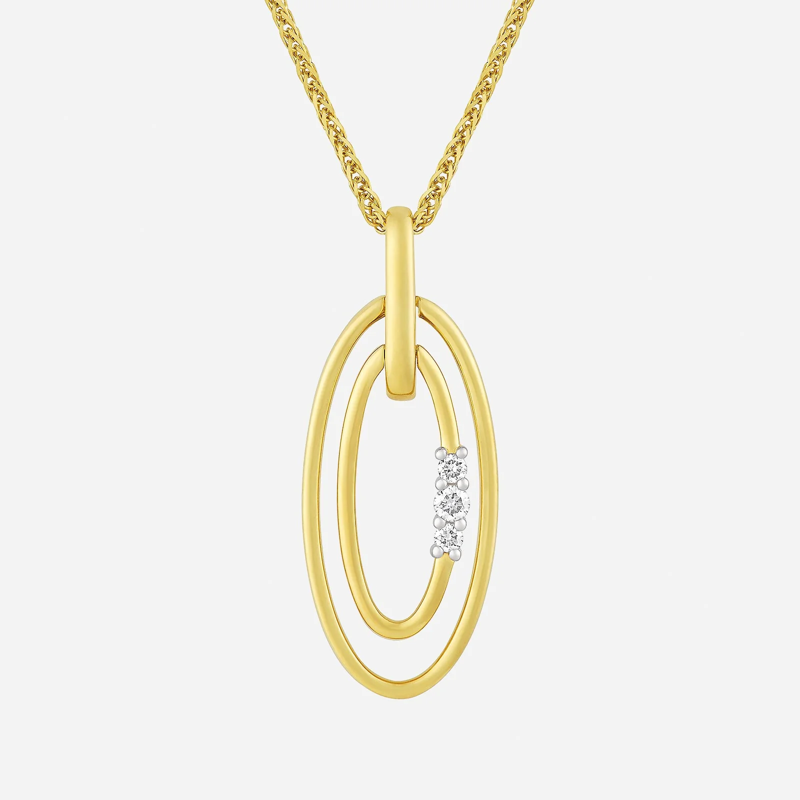 Duo hoop Diamond Pendant in Yellow White Gold (GDIAGROUP170V1646A)