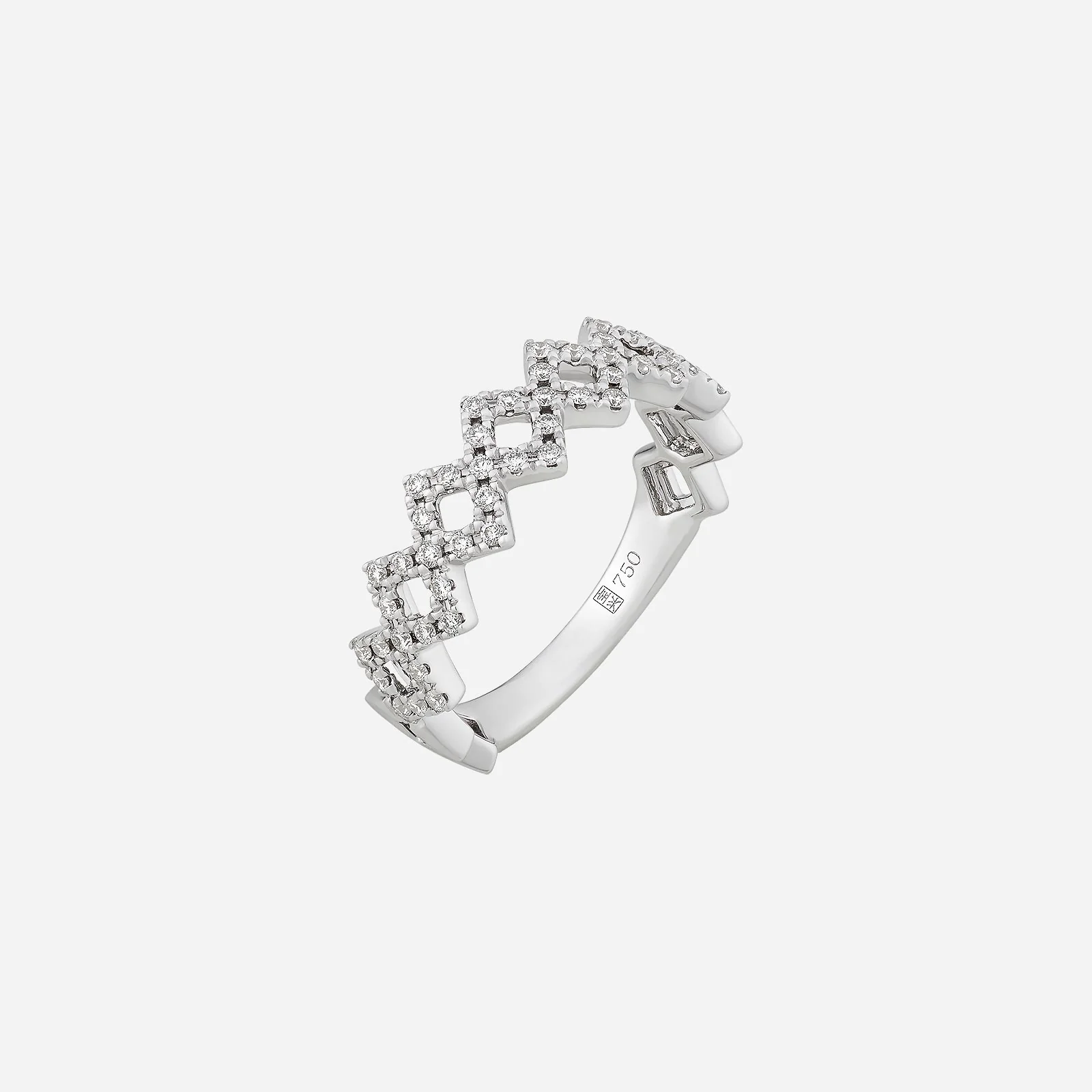 Duo Linear Zigzag Diamond Ring in White Gold (ADIASTYLE0966A)
