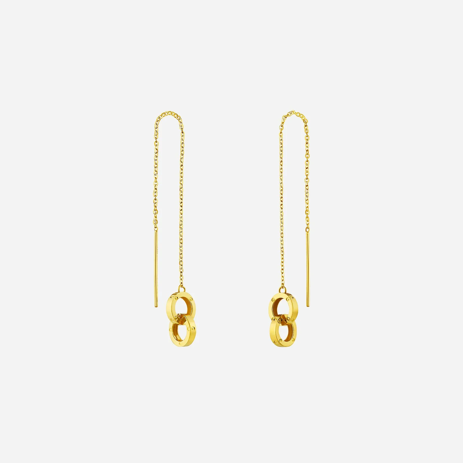 Duo Link Threader Earrings in Yellow Gold (H22KFREESTYLE1416A)