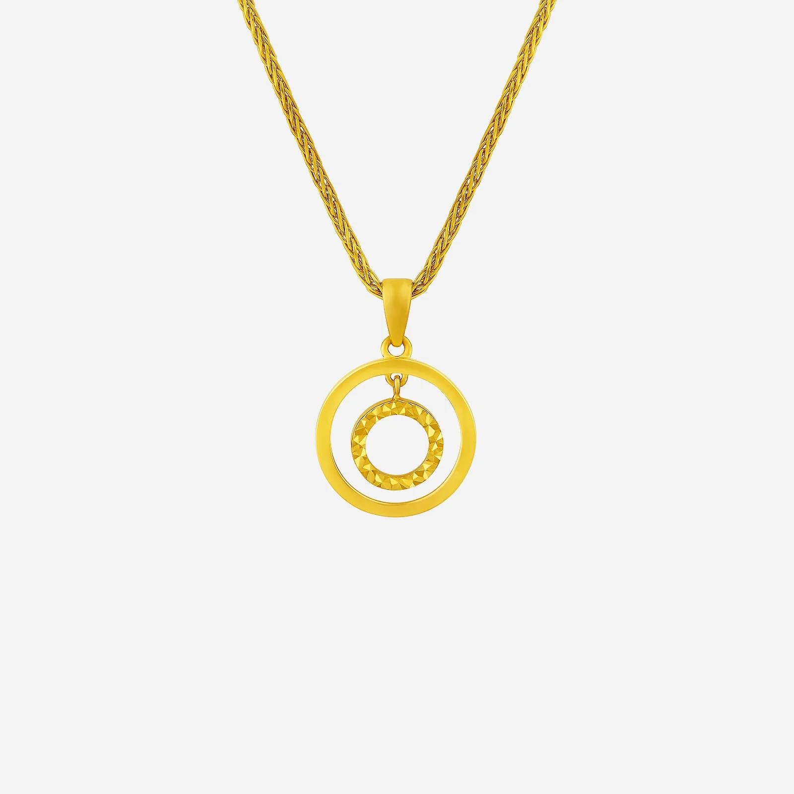 Duo Ring Pendant in Yellow Gold (G999STYLE1675A)